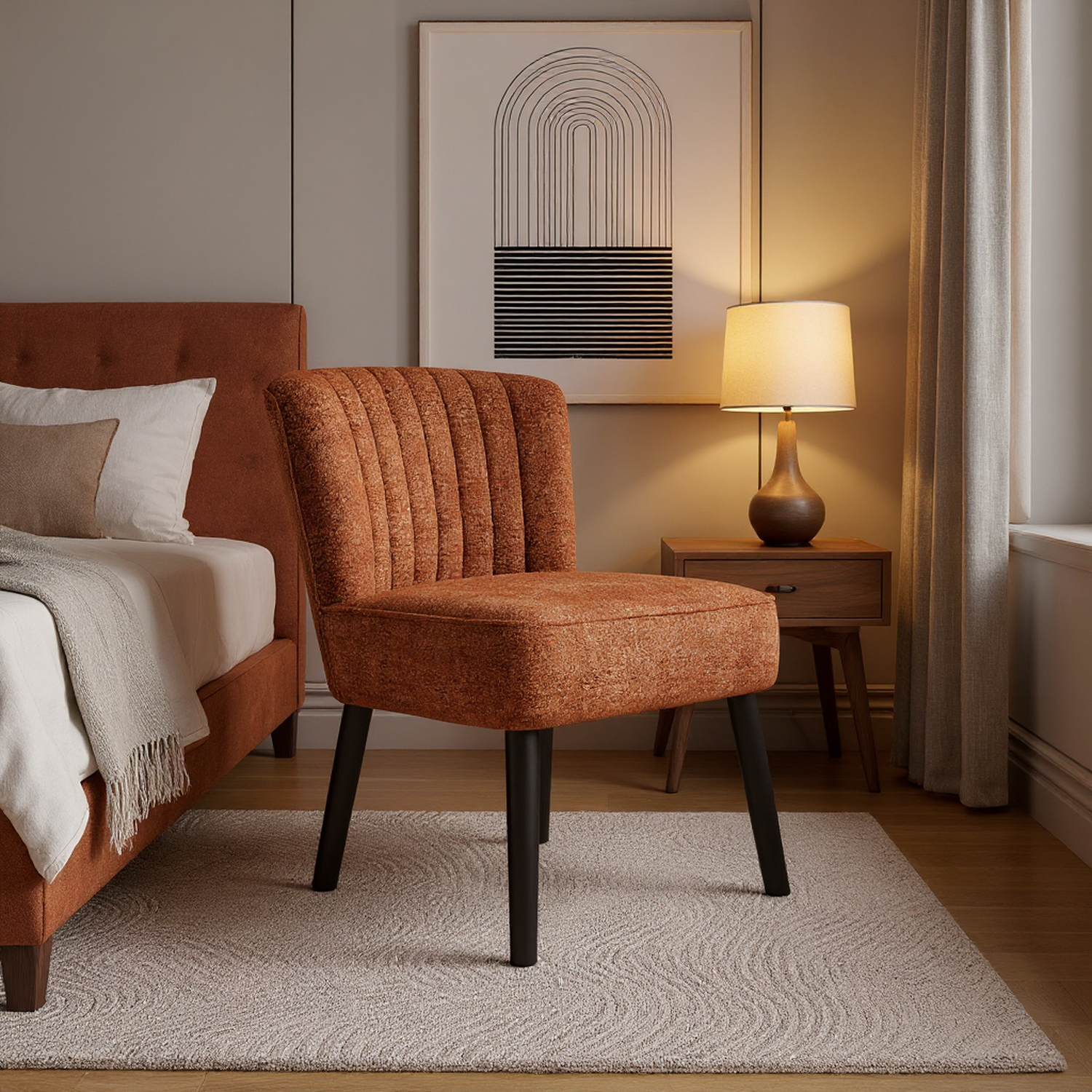 Moab Mid-Century Shellback Upholstered Accent Chair