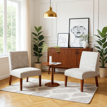 Moen 3-Piece Accent Chair with Round Wood Side Table Set