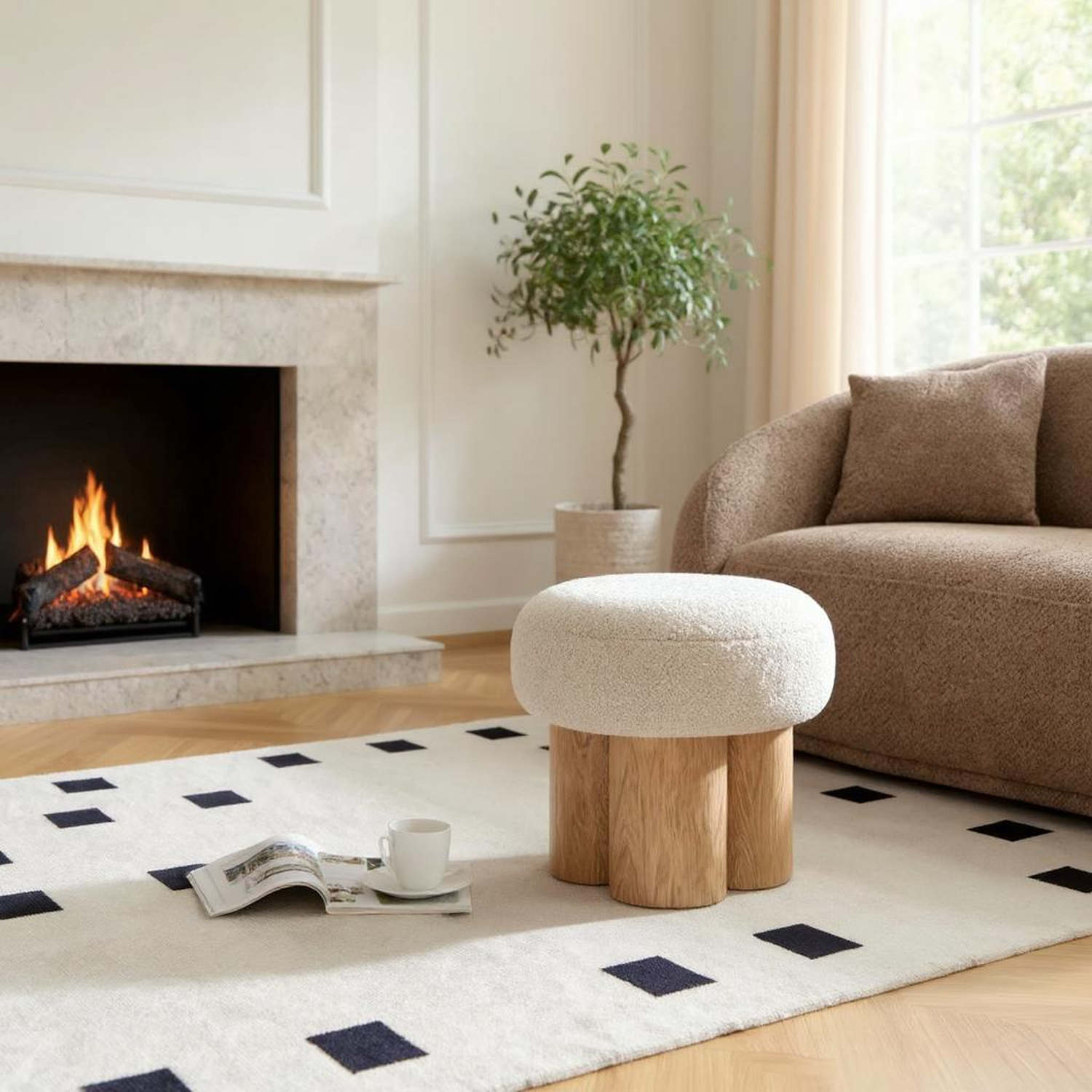Mono Wooden Curved Ottoman Mushroom stool