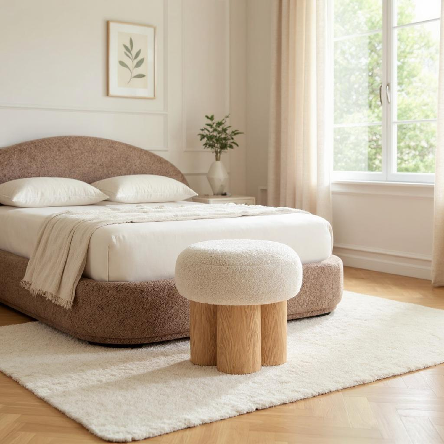 Mono Wooden Curved Ottoman Mushroom stool
