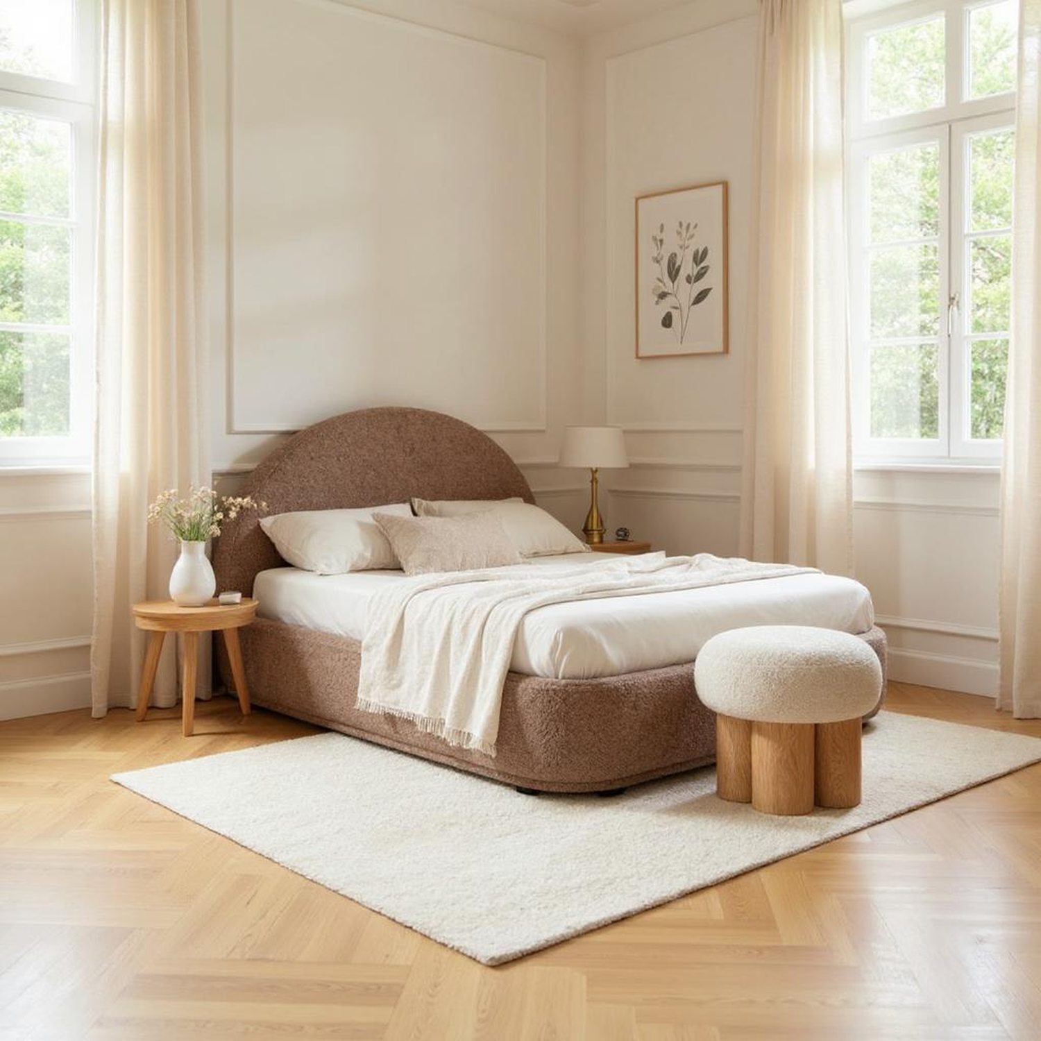 Mono Wooden Curved Ottoman Mushroom stool