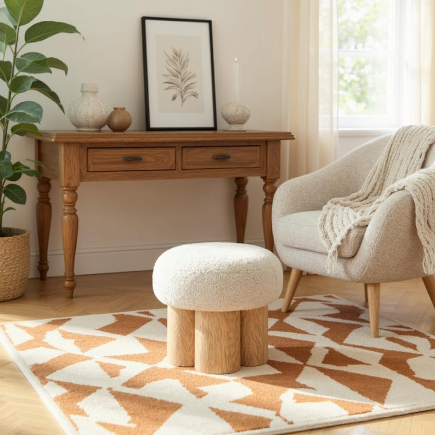 Mono Wooden Curved Ottoman Mushroom stool