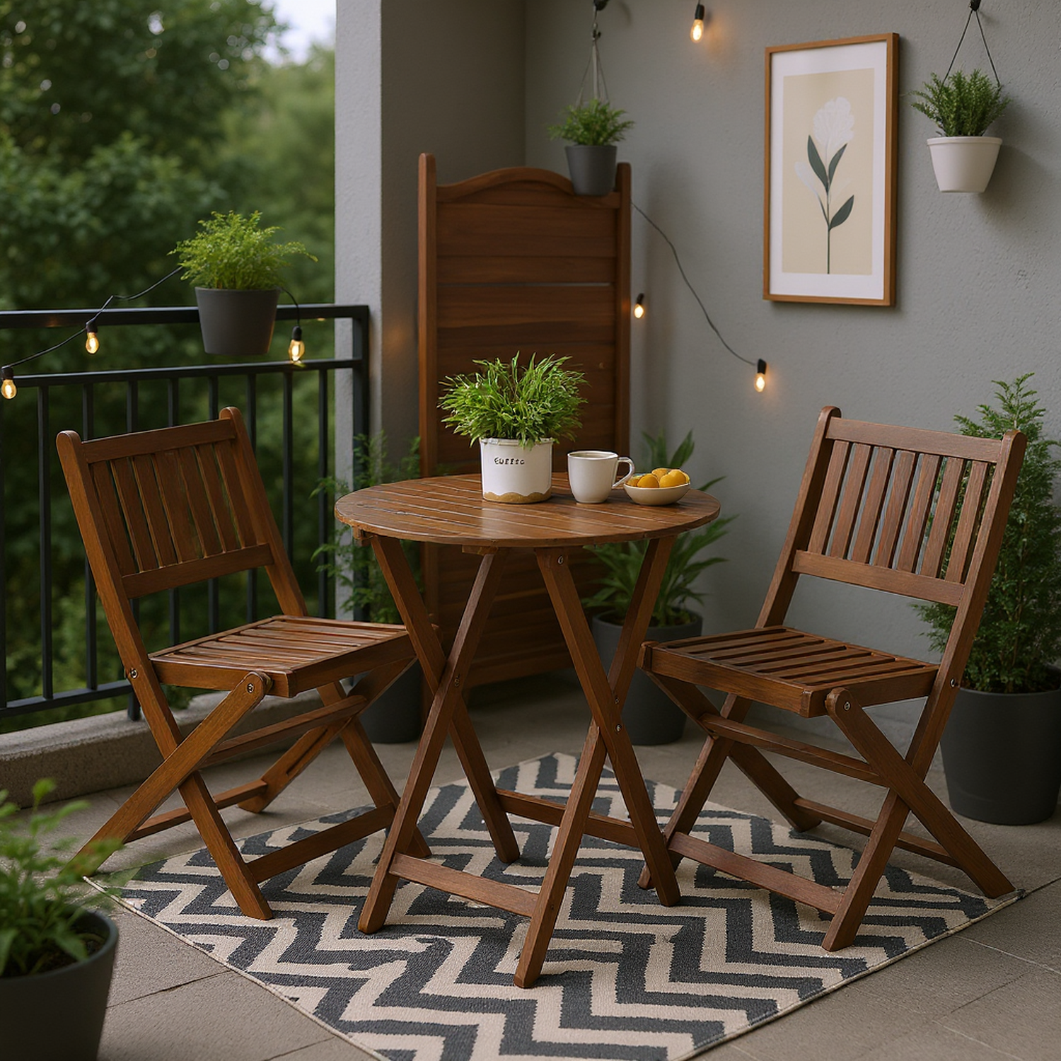 Naxos 3-Piece Outdoor Folding Acacia Wood Bistro Set