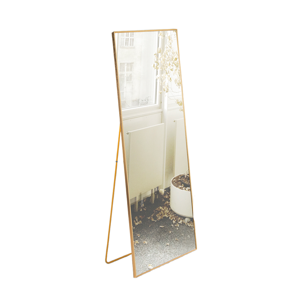 Nova Full Length Floor Mirror with Gold Metal Frame and Stand