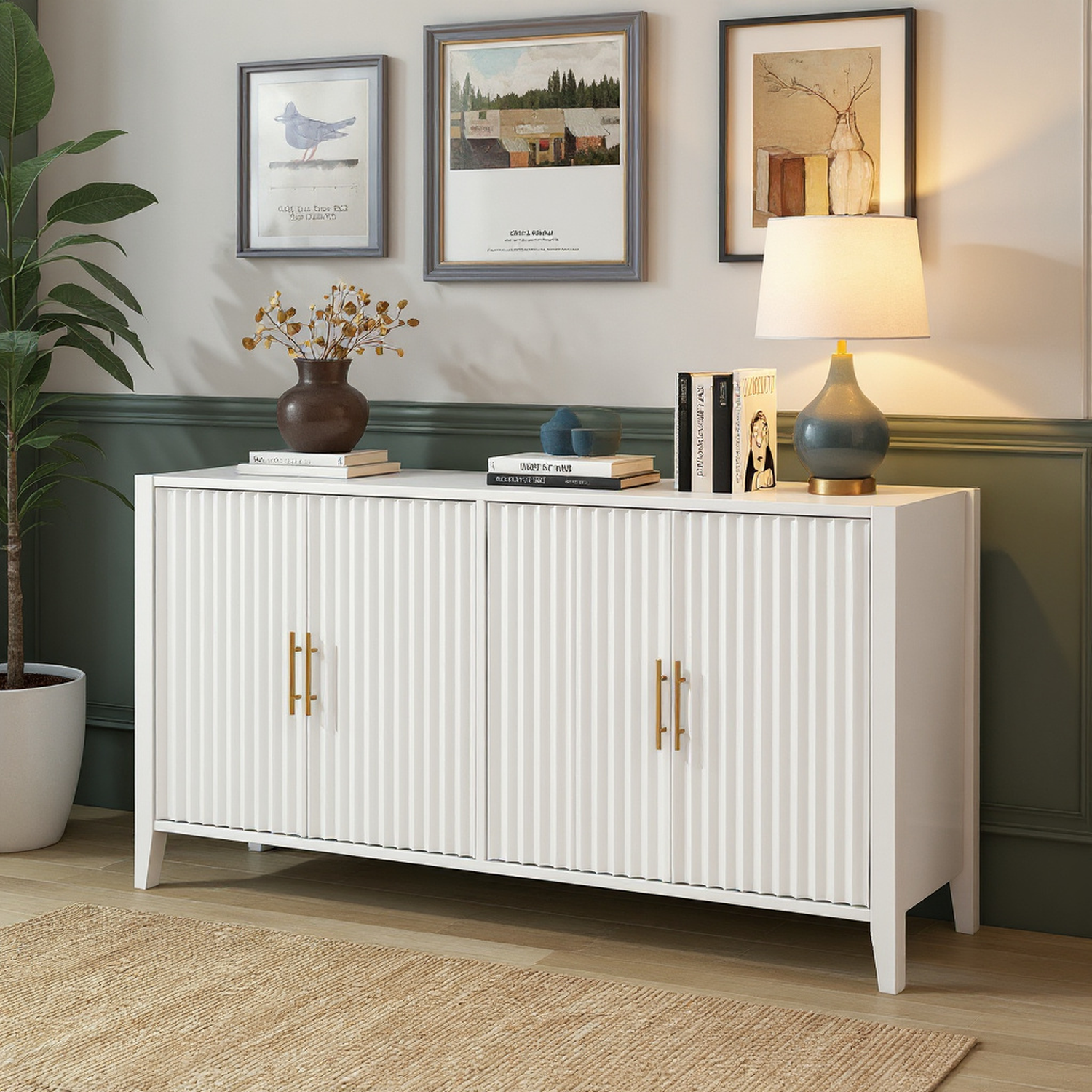 Oslo 63" Modern 4 Door Sideboard with Adjustable Storage