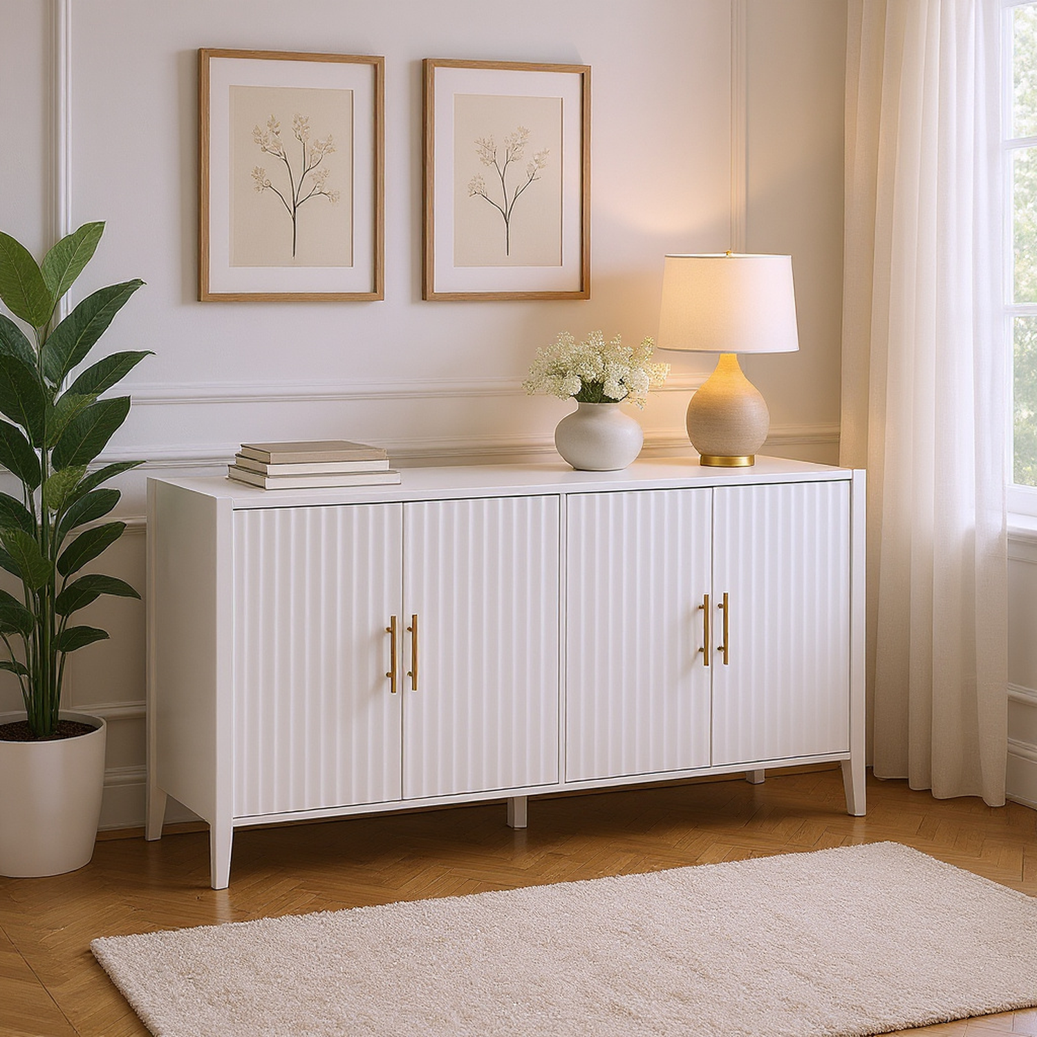 Oslo 63" Modern 4 Door Sideboard with Adjustable Storage