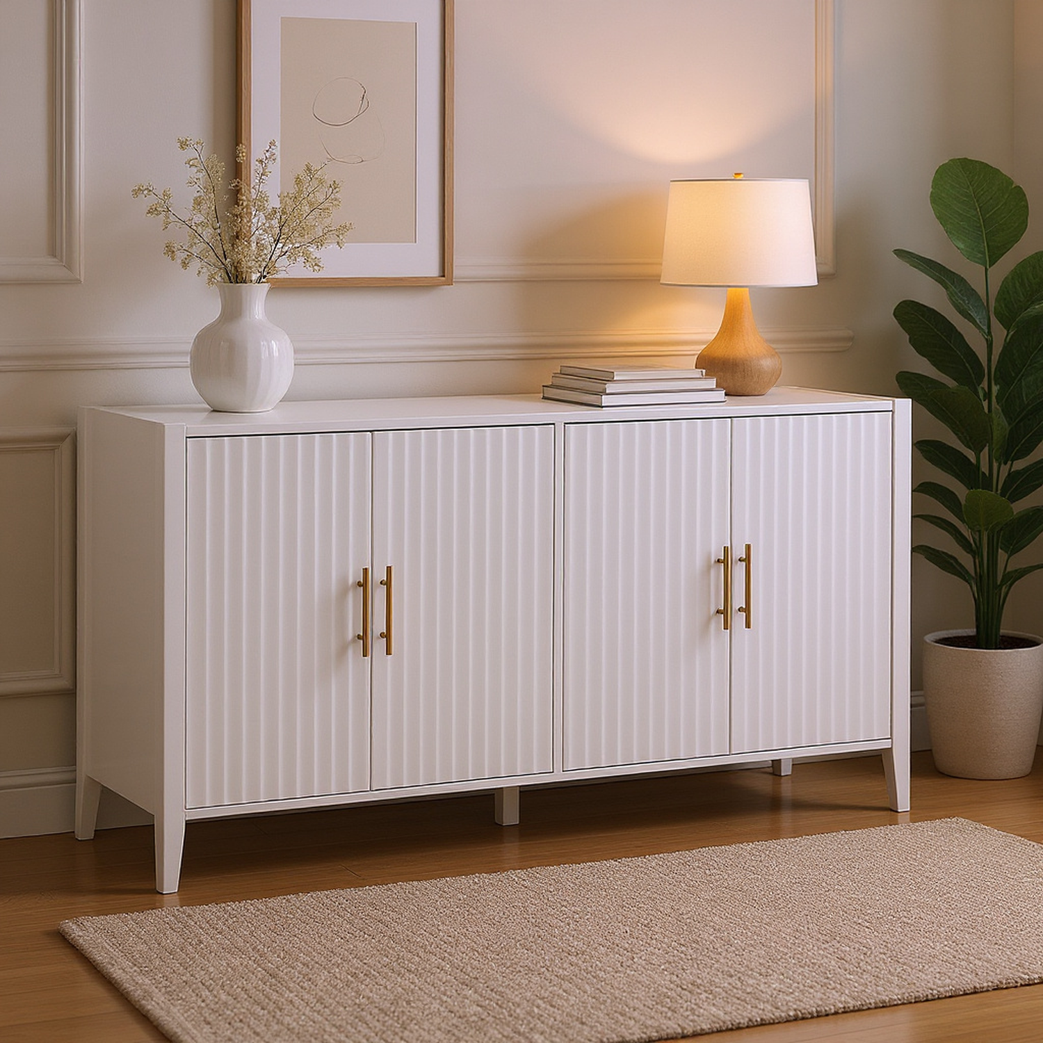 Oslo 63" Modern 4 Door Sideboard with Adjustable Storage