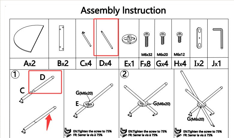Spare part for Fontana Table, Part D