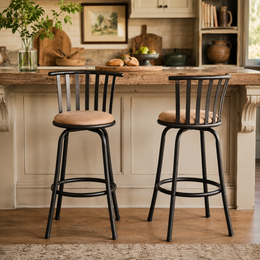 Pistil  24-29" Suede Adjustable Swivel Bar Stool Set with Windsor Spindle Back