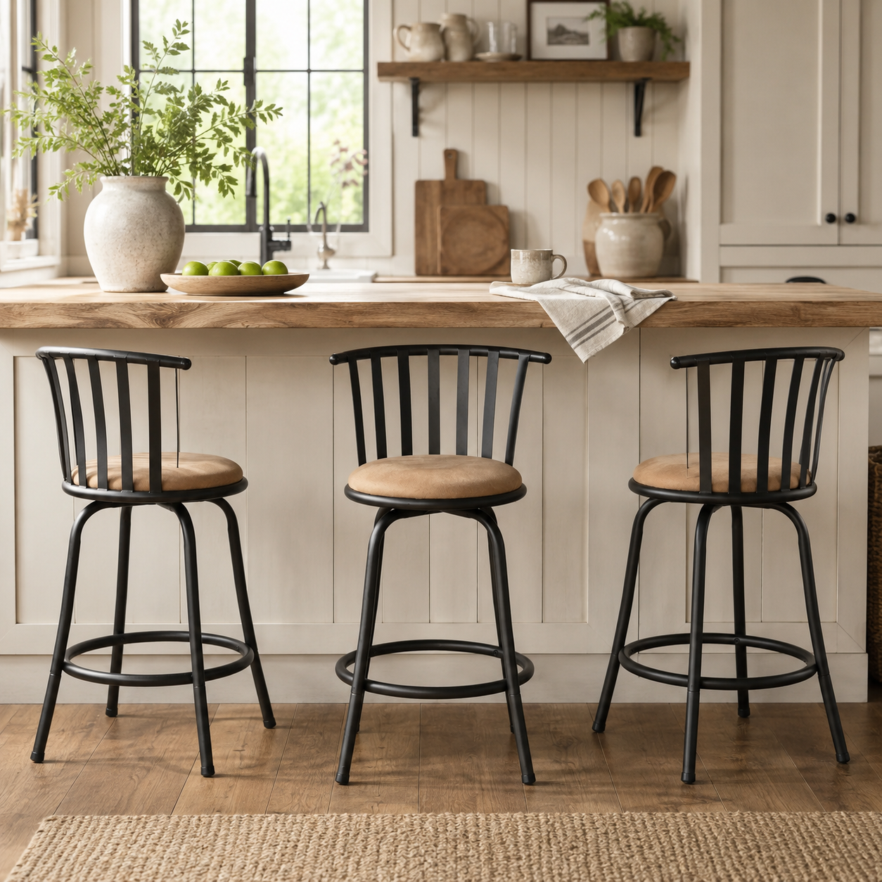 Pistil  24-29" Suede Adjustable Swivel Bar Stool Set with Windsor Spindle Back