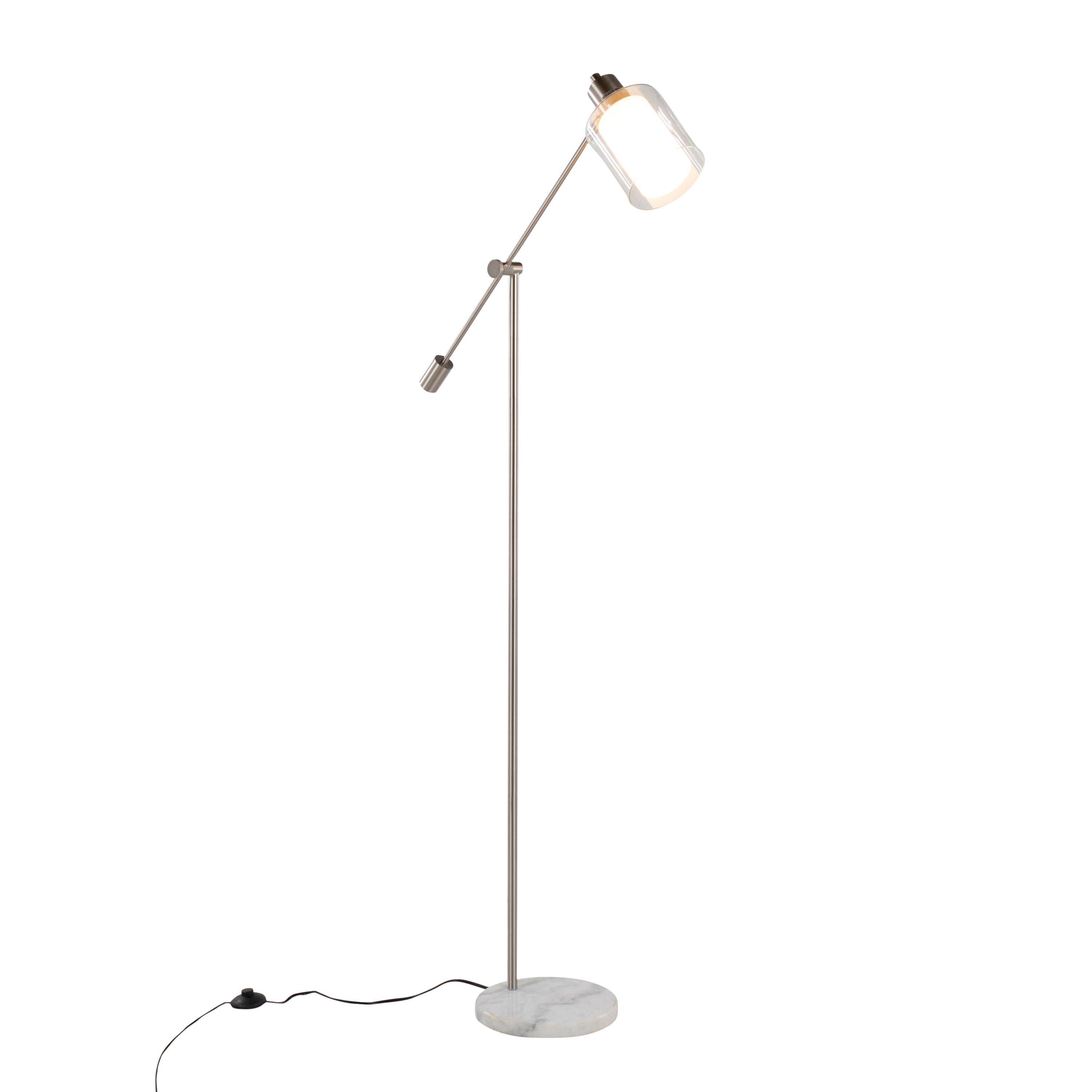 Prism Adjustable Floor Lamp with Marble Base and Frosted Glass Shade