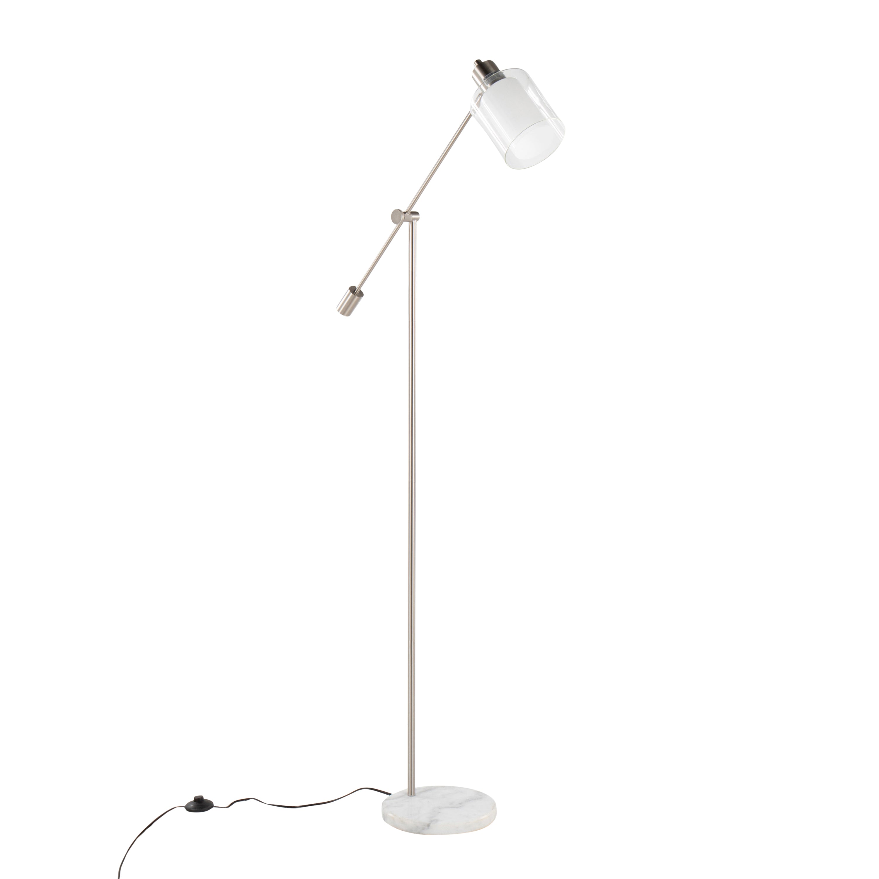 Prism Adjustable Floor Lamp with Marble Base and Frosted Glass Shade