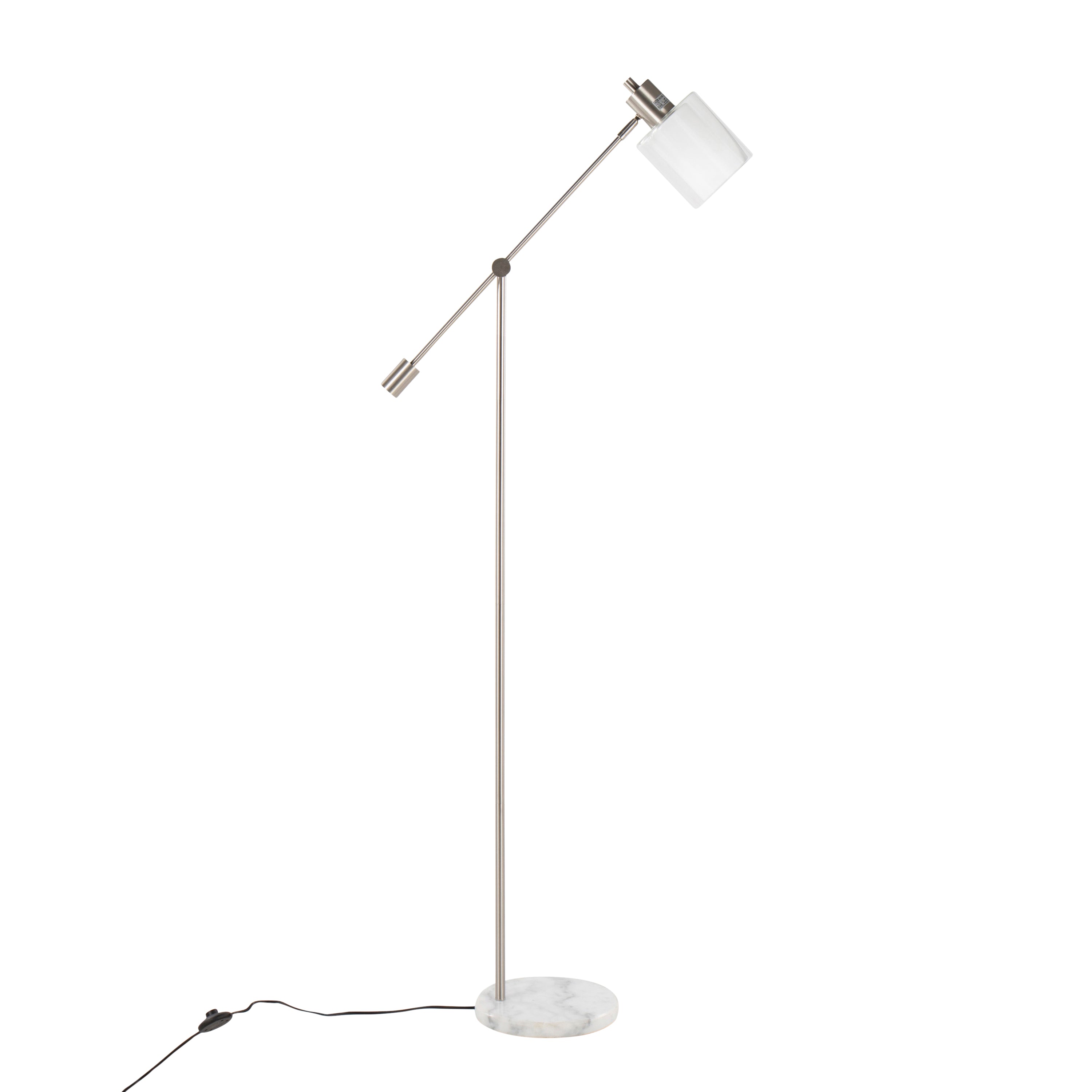 Prism Adjustable Floor Lamp with Marble Base and Frosted Glass Shade