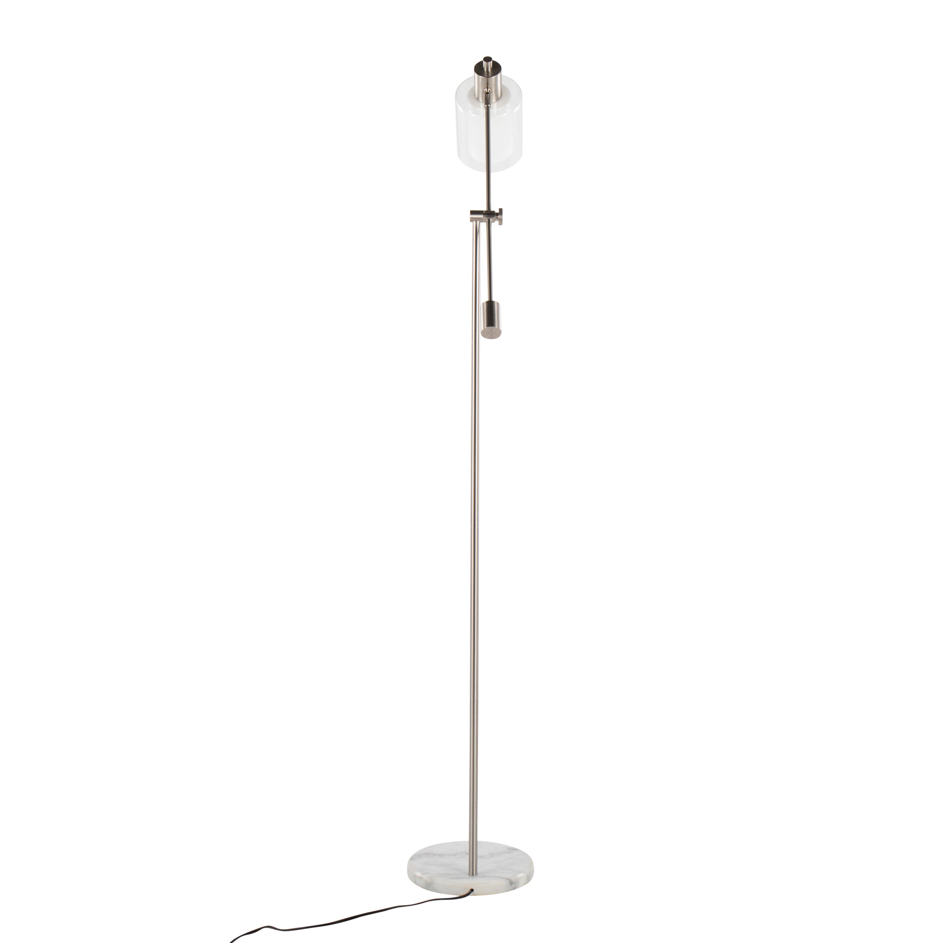 Prism Adjustable Floor Lamp with Marble Base and Frosted Glass Shade