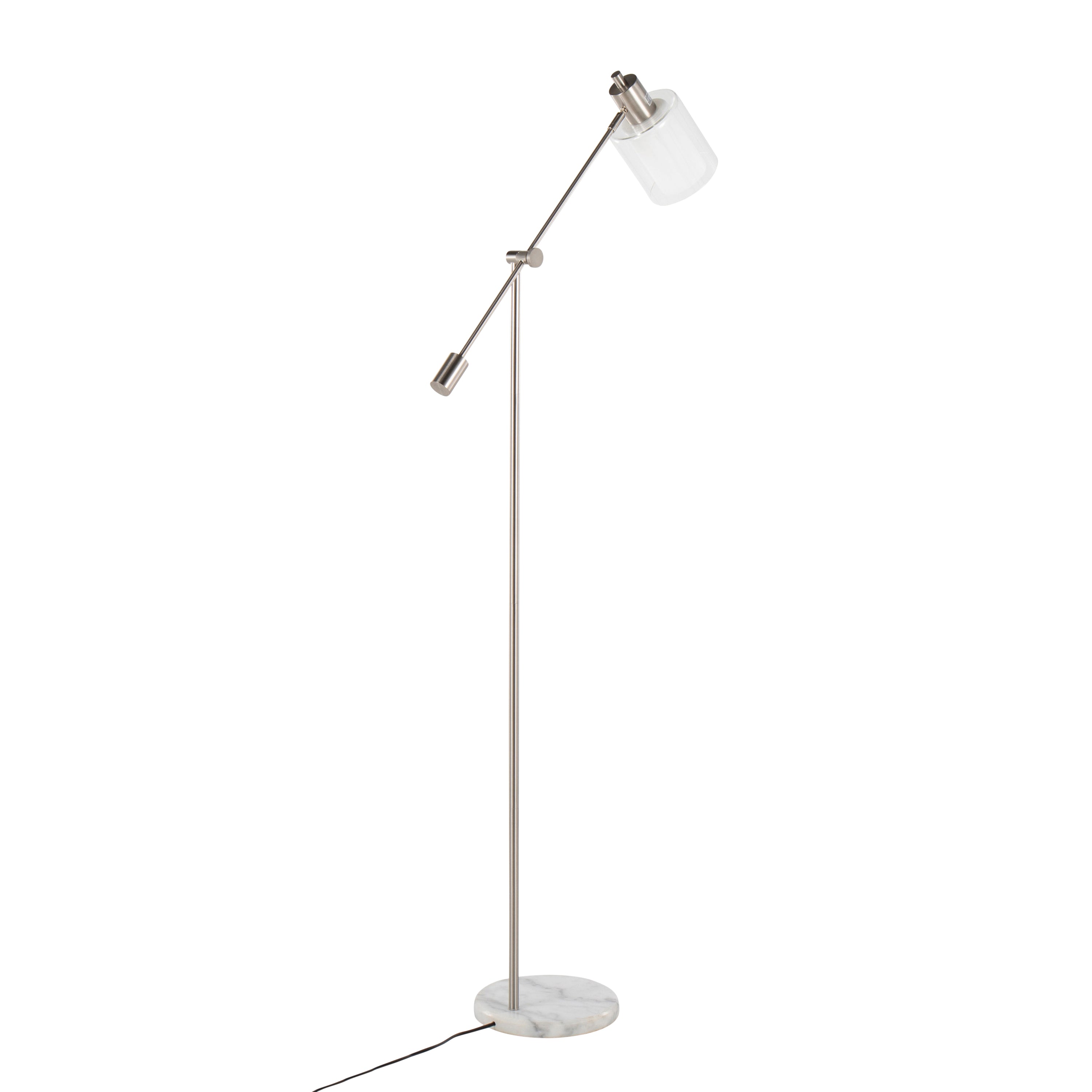 Prism Adjustable Floor Lamp with Marble Base and Frosted Glass Shade