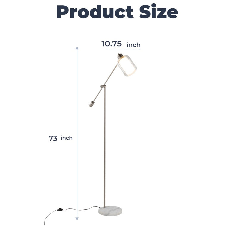 Prism Adjustable Floor Lamp with Marble Base and Frosted Glass Shade