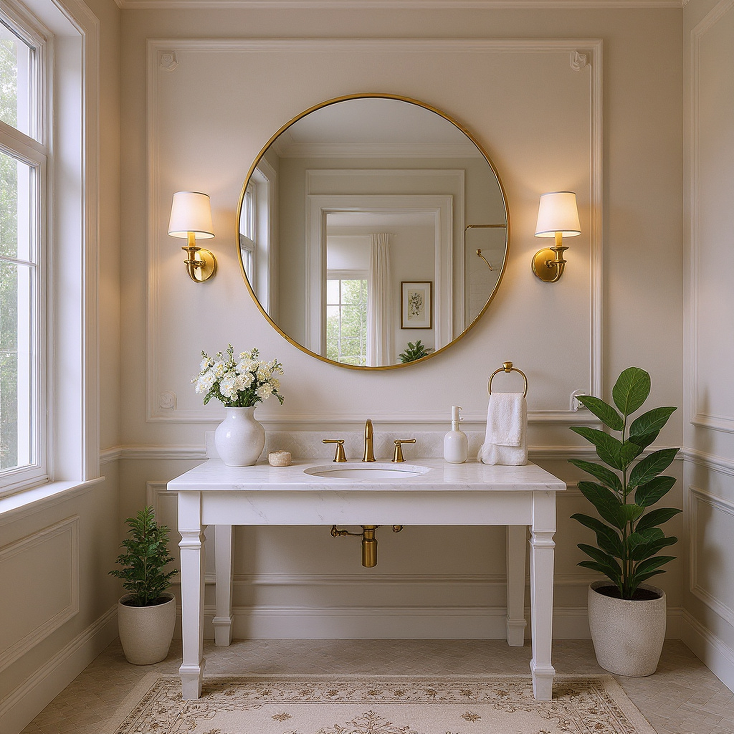 Aurora 39" Round Wall Mirror with Gold Metal Frame