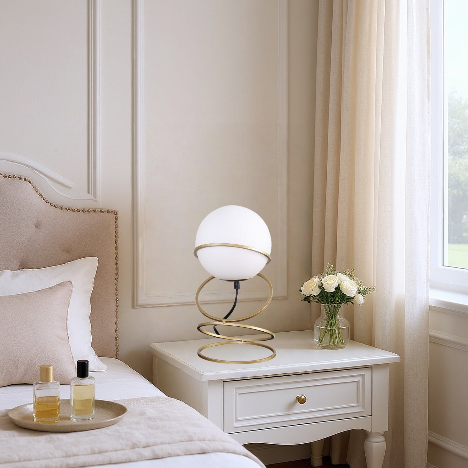 Auric 13.5"H Spiral Table Lamp with Glass Globe Shade