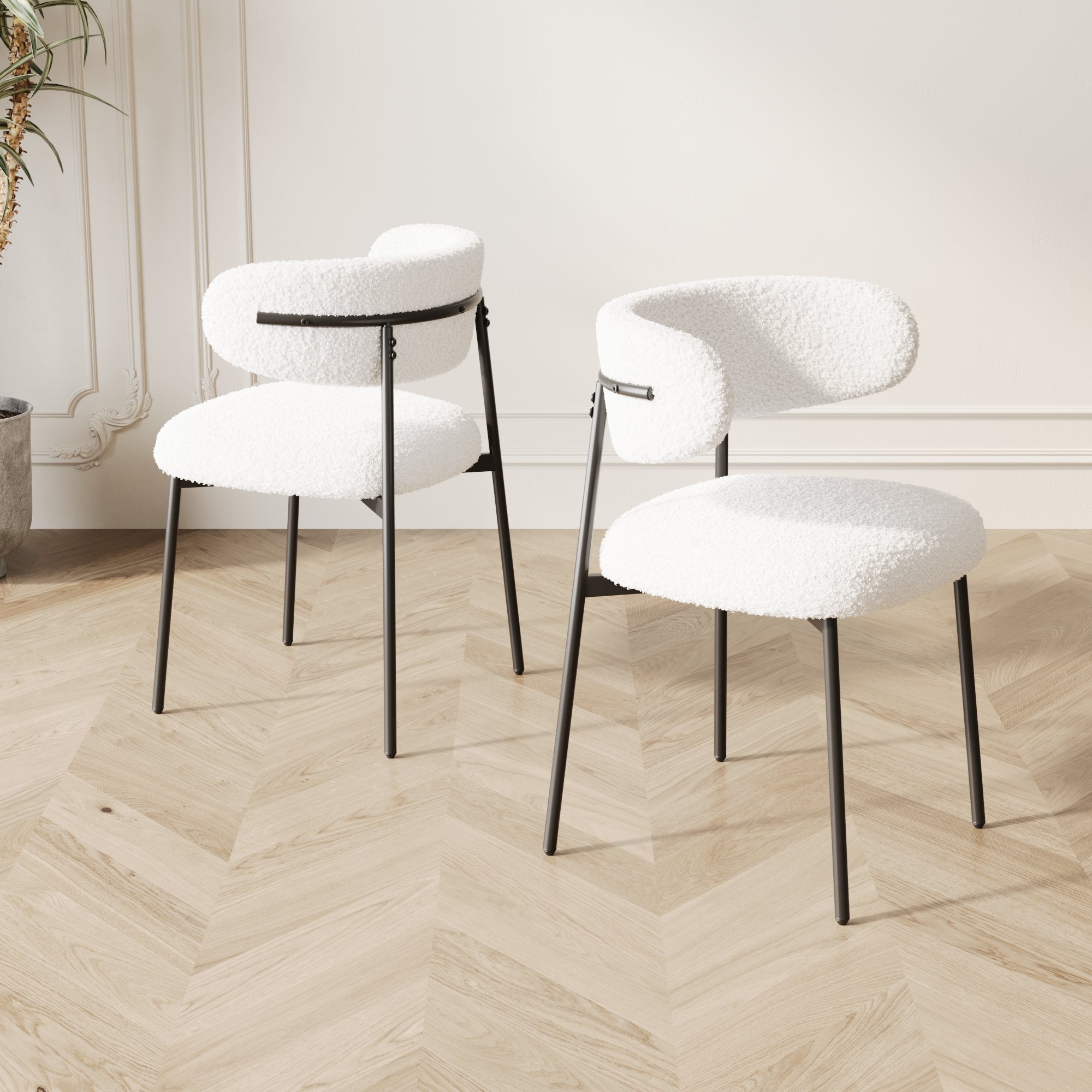Rhine Teddy Upholstered Dining Chairs Set of 2, Beige