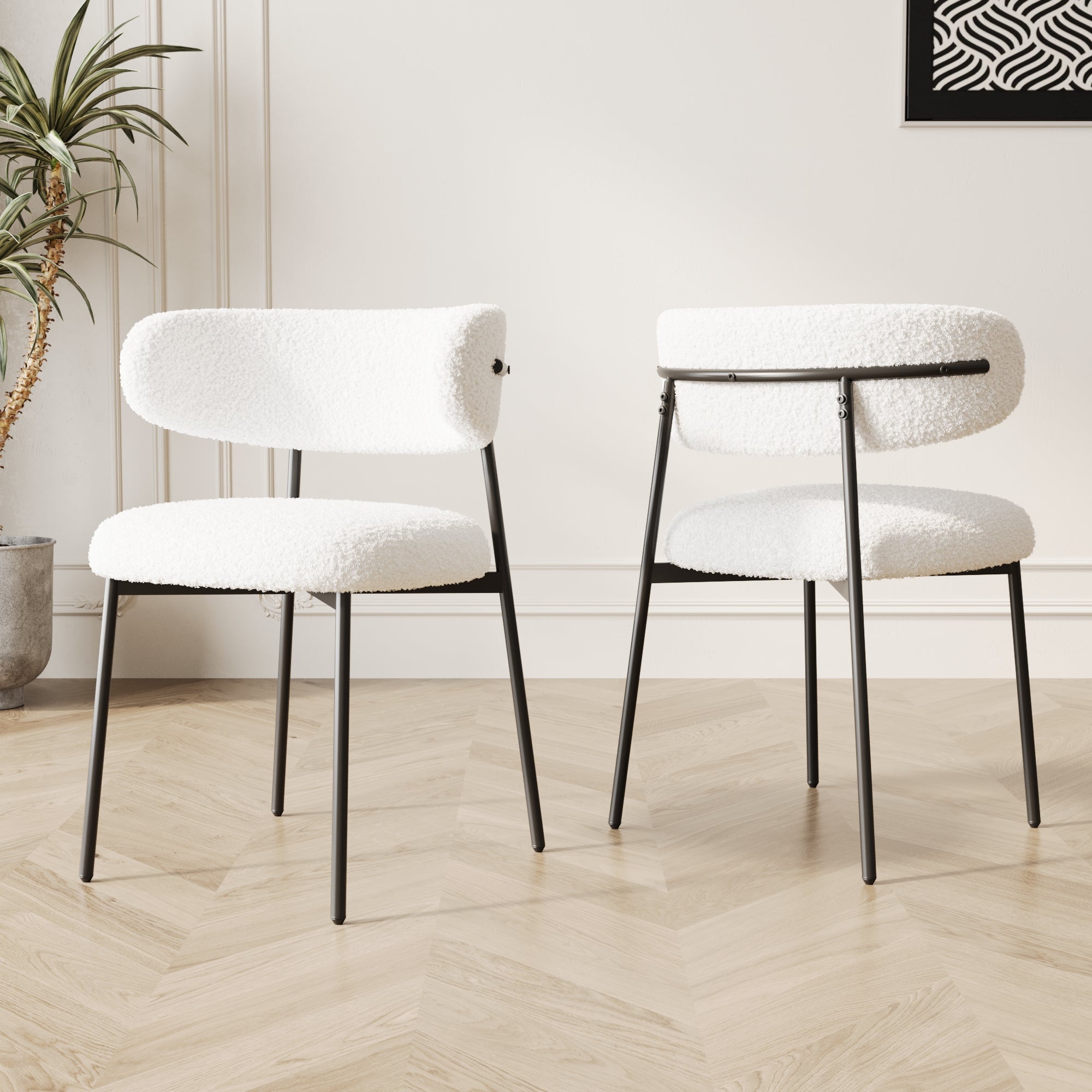 Rhine Teddy Upholstered Dining Chairs Set of 2, Beige