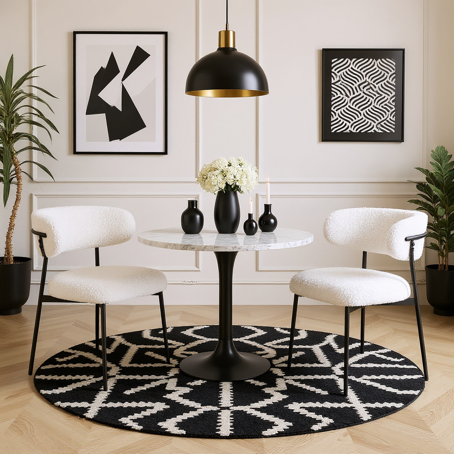 Rhine Teddy Upholstered Dining Chairs Set of 2, Beige