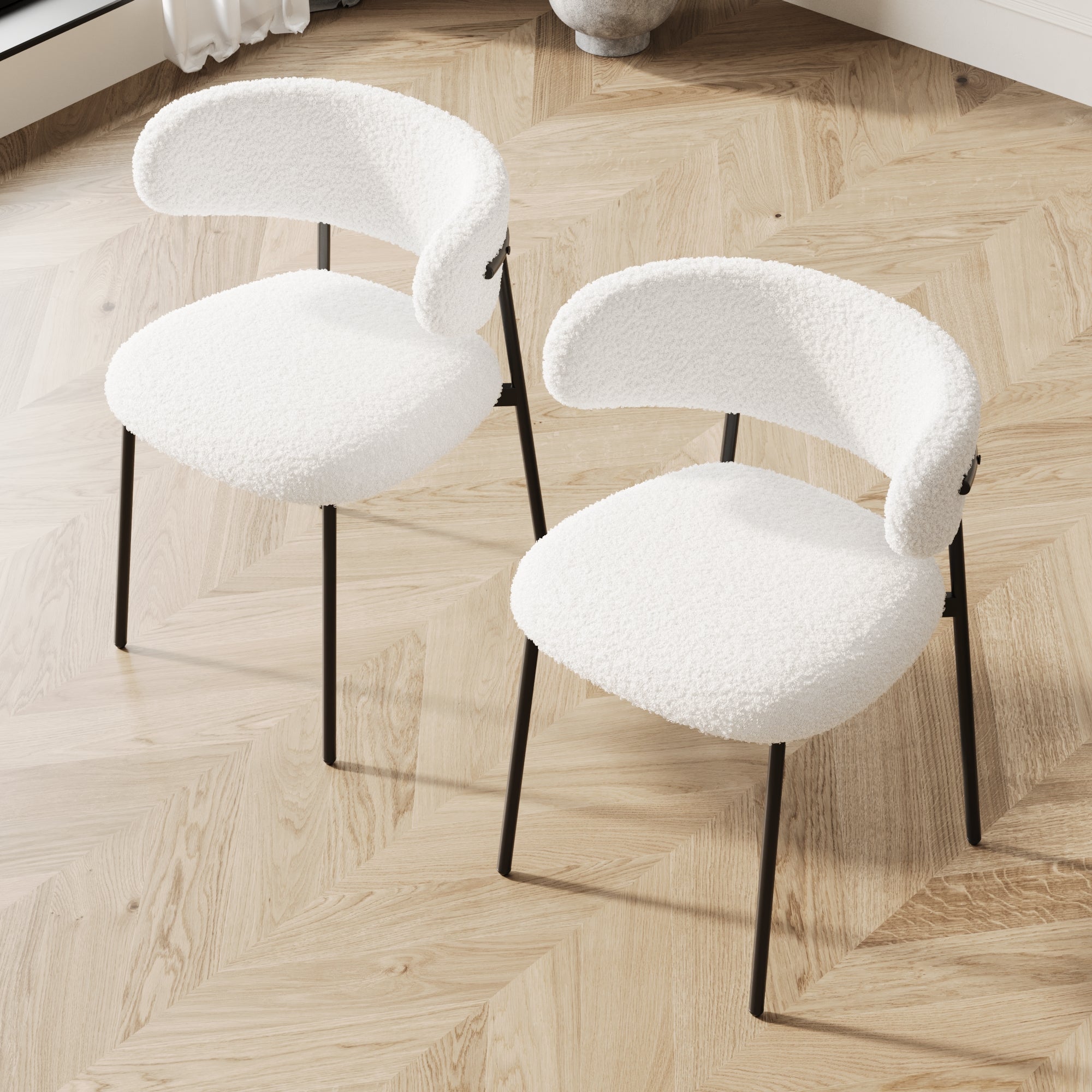 Rhine Teddy Upholstered Dining Chairs Set of 2, Beige