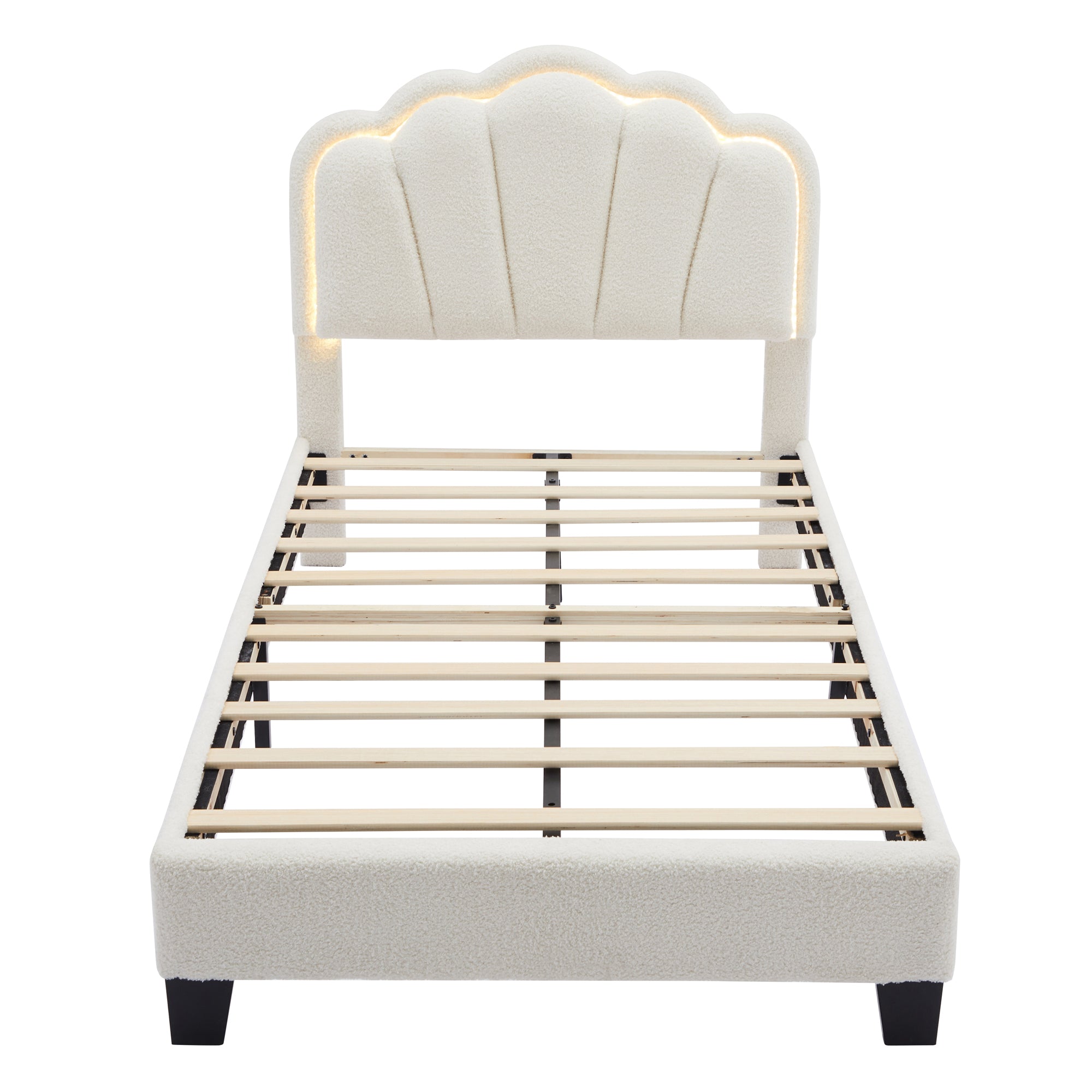 Selma Upholstered Platform Bed with Storage Ottoman Bench, White