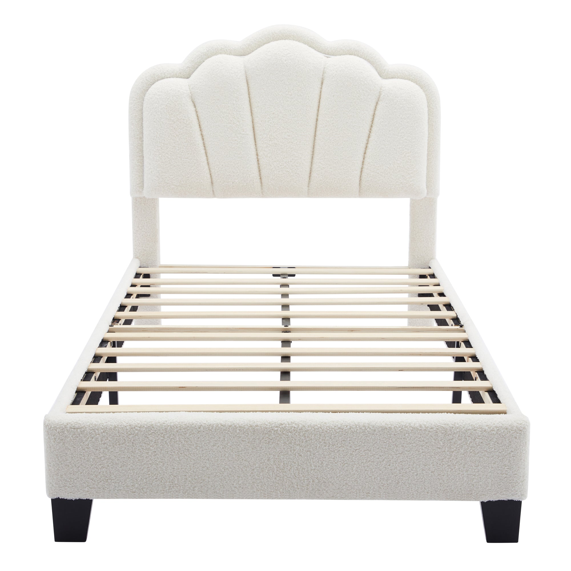 Selma Upholstered Platform Bed with Storage Ottoman Bench, White