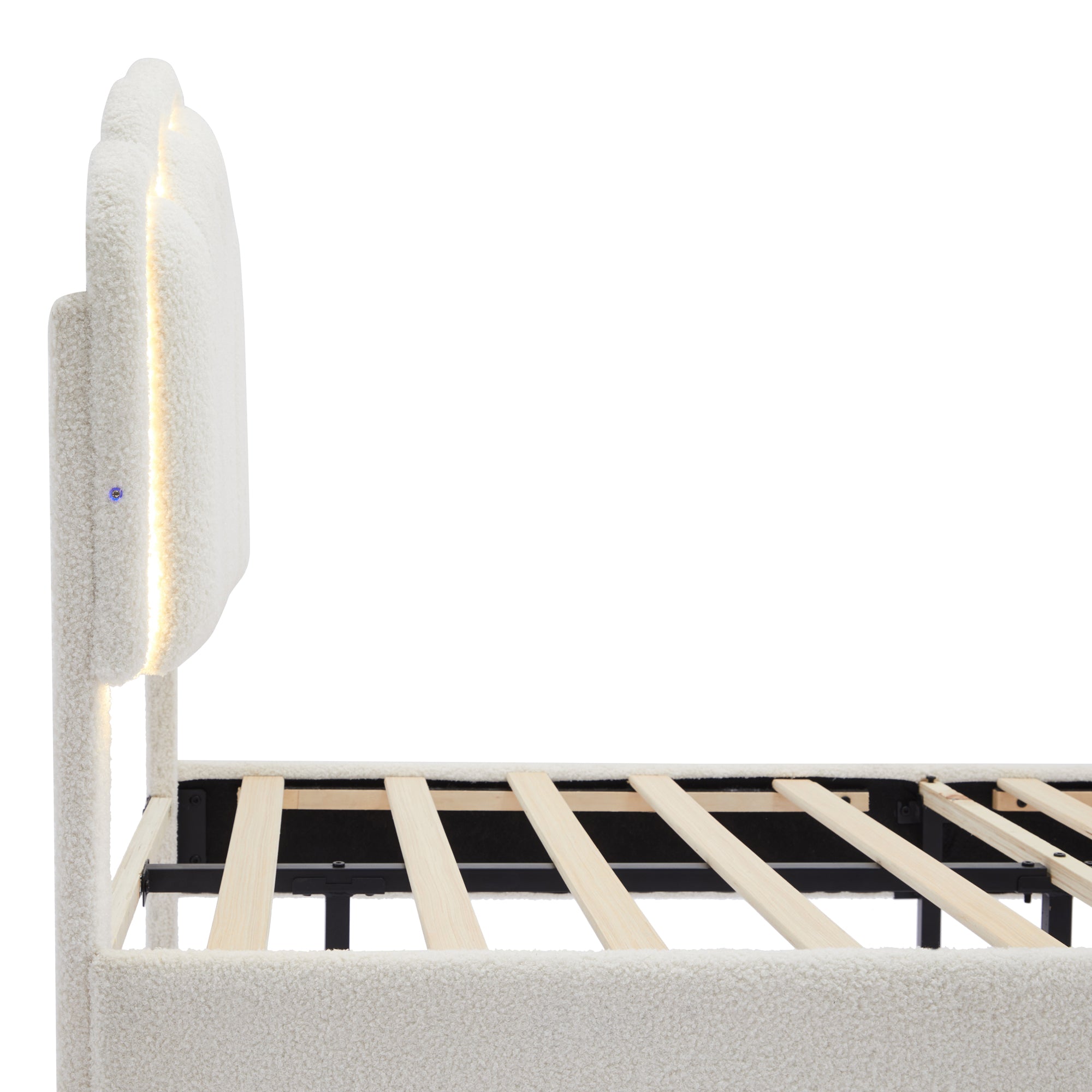 Selma Upholstered Platform Bed with Storage Ottoman Bench, White