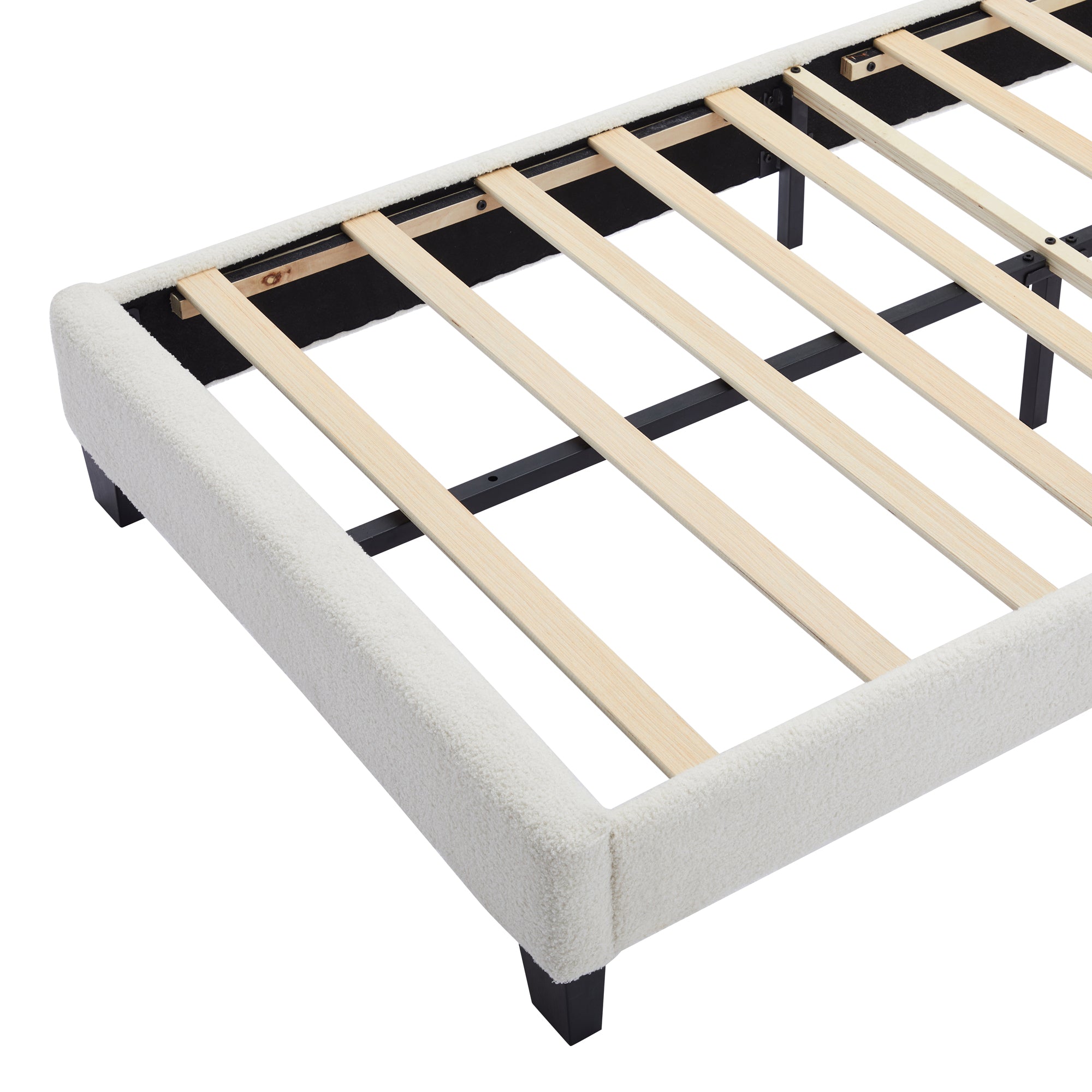 Selma Upholstered Platform Bed with Storage Ottoman Bench, White