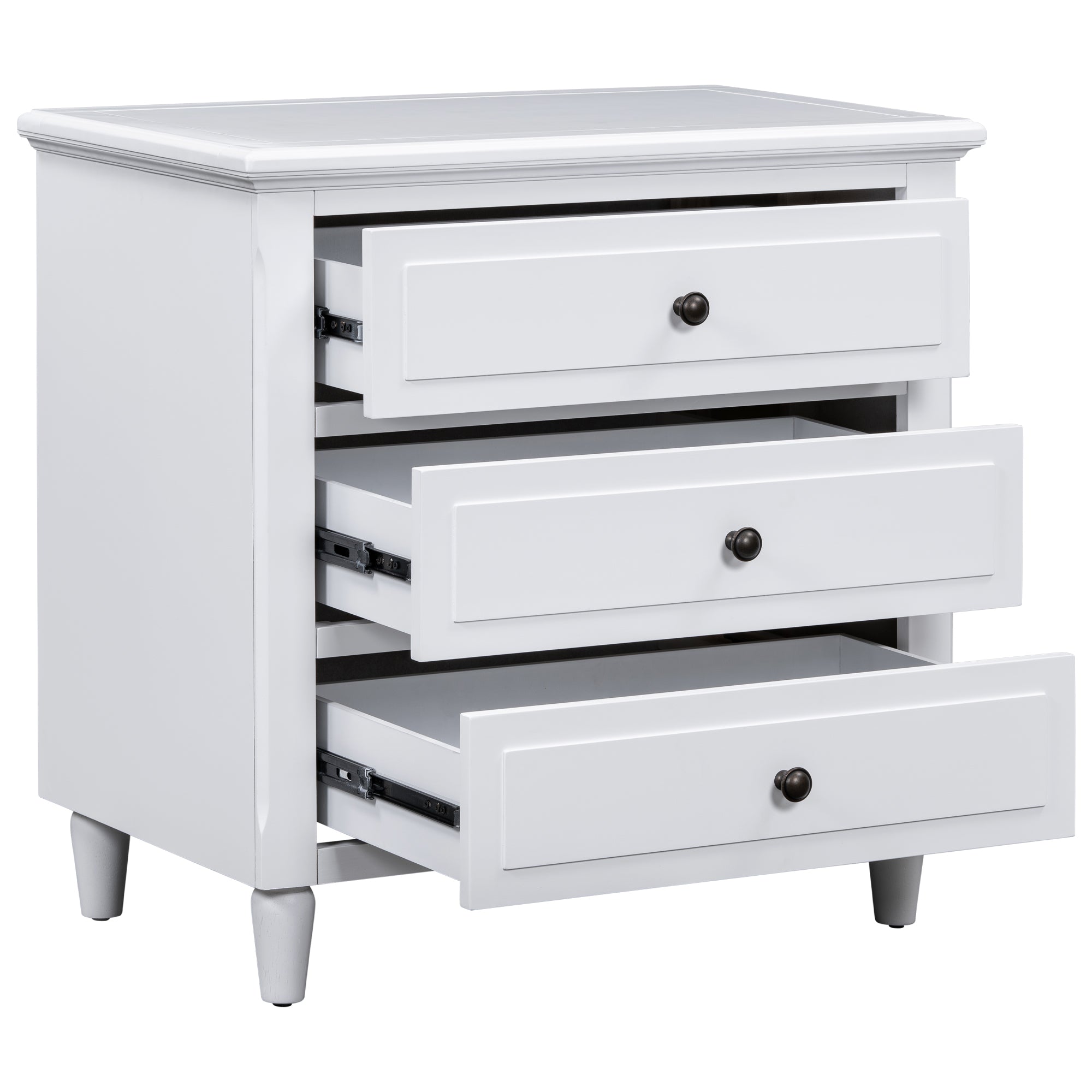 Skara Wood Nightstand with 3 Drawers