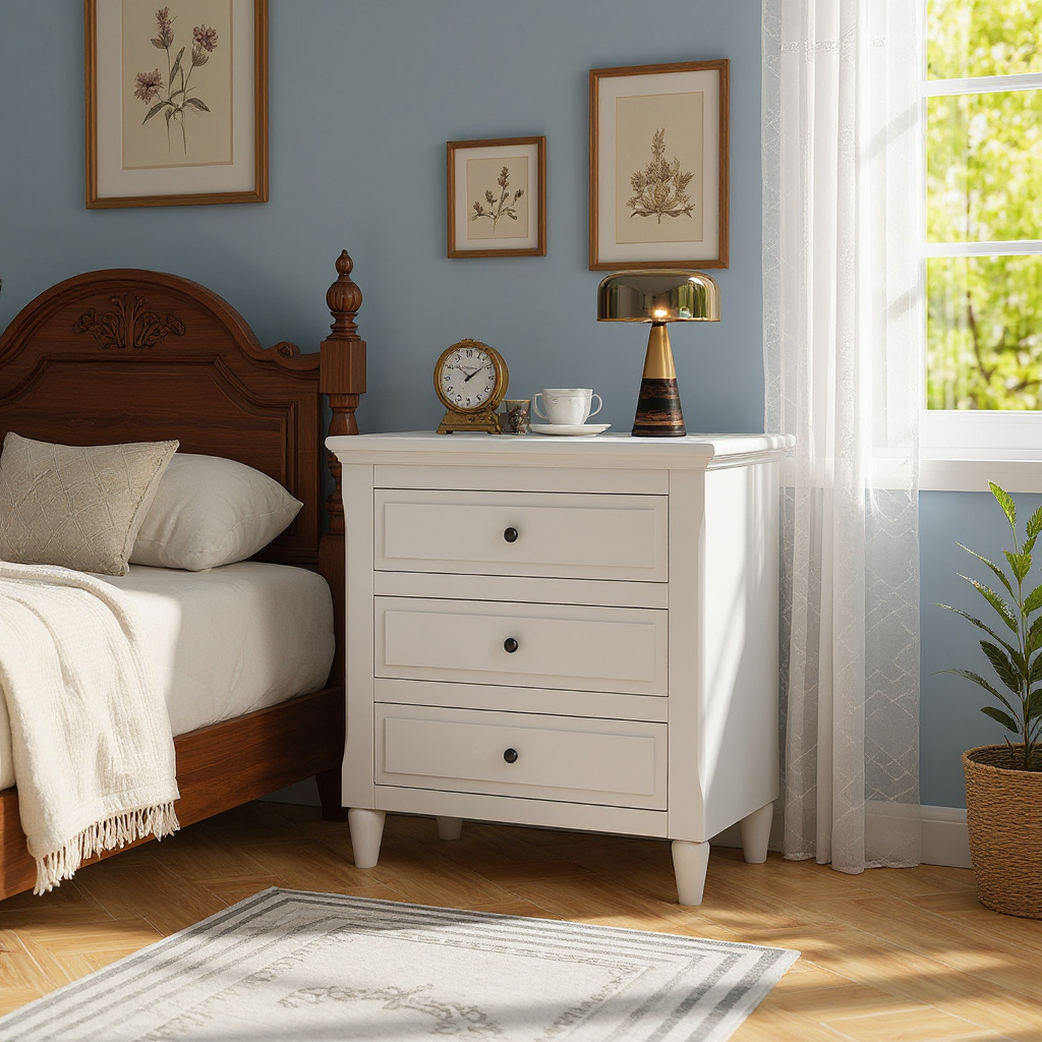 Skara Wood Nightstand with 3 Drawers