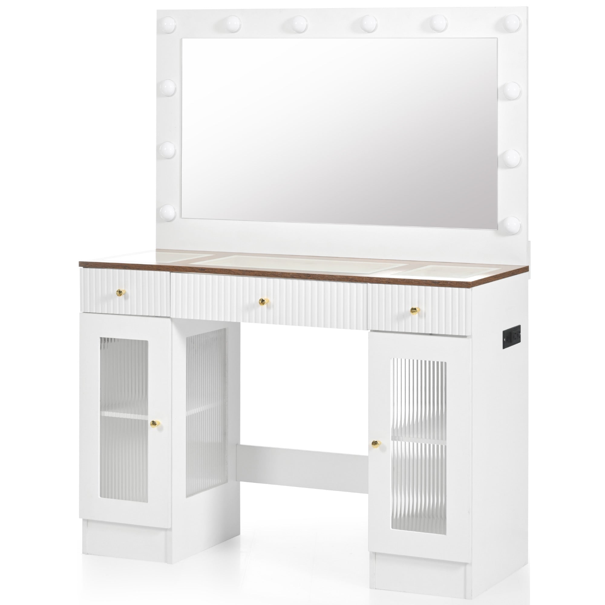 Solna 43" Makeup Vanity Desk with Lighted Mirror