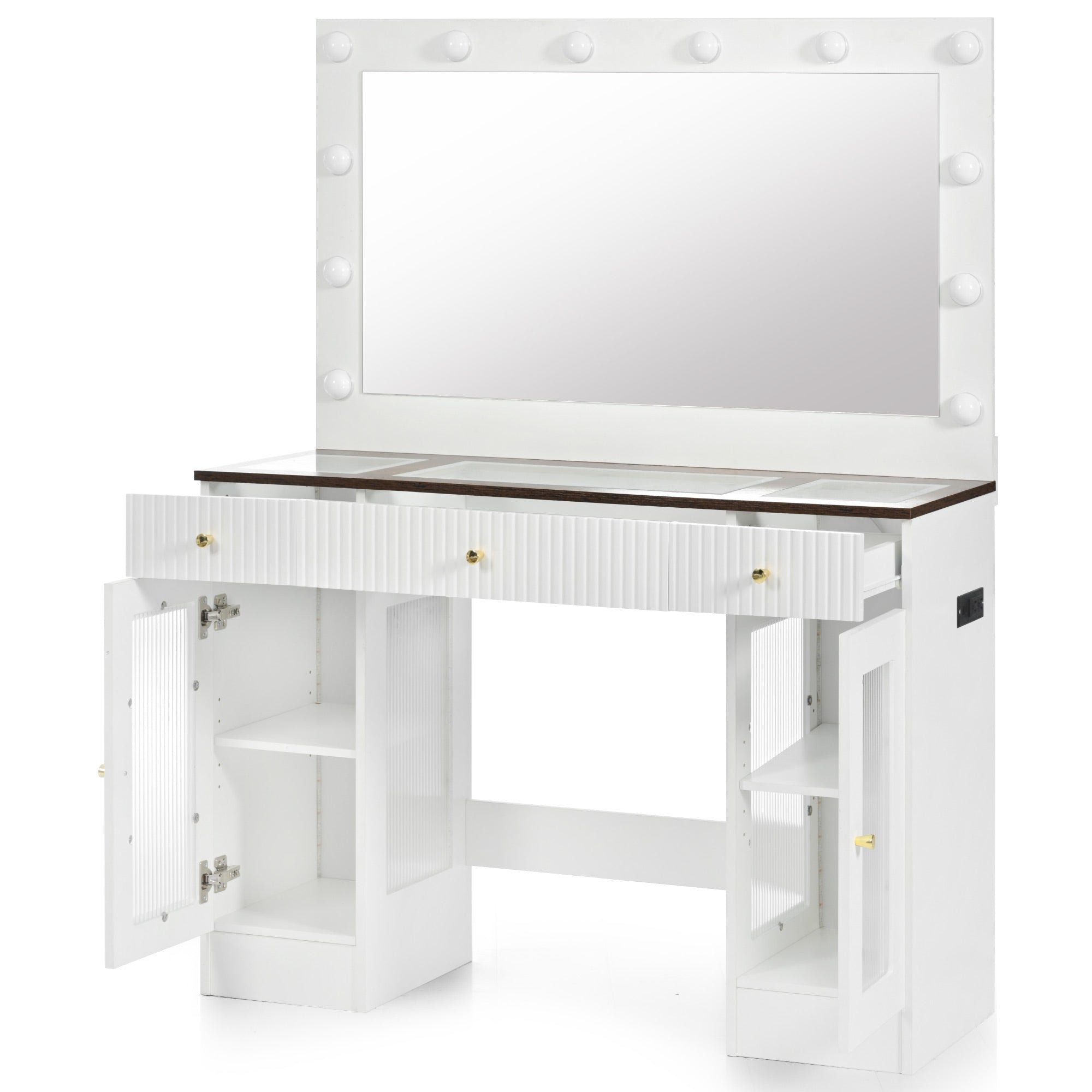 Solna 43" Makeup Vanity Desk with Lighted Mirror