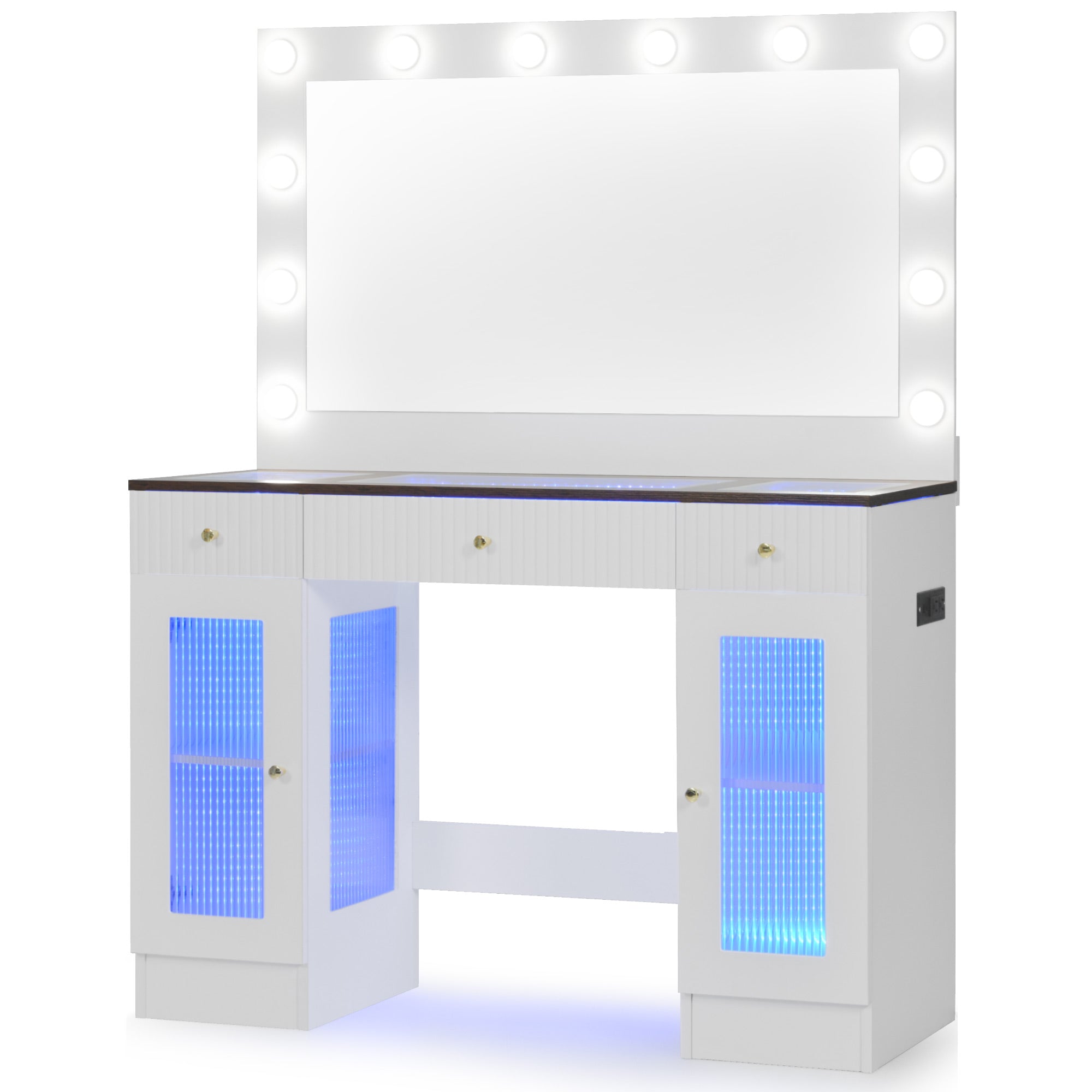 Solna 43" Makeup Vanity Desk with Lighted Mirror