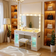 Solna 43" Makeup Vanity Desk with Lighted Mirror