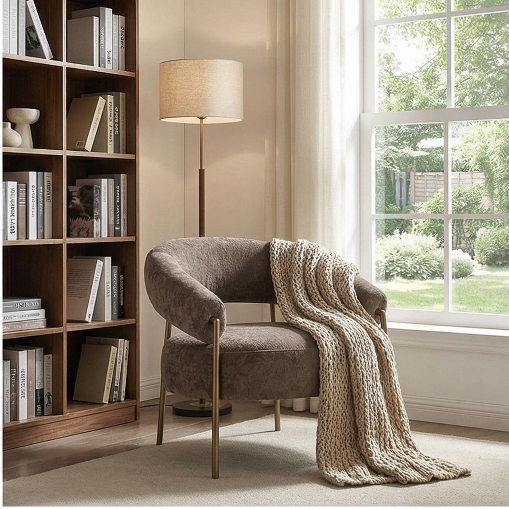 Mino Modern Fabric Accent Chair Single Seat Brown