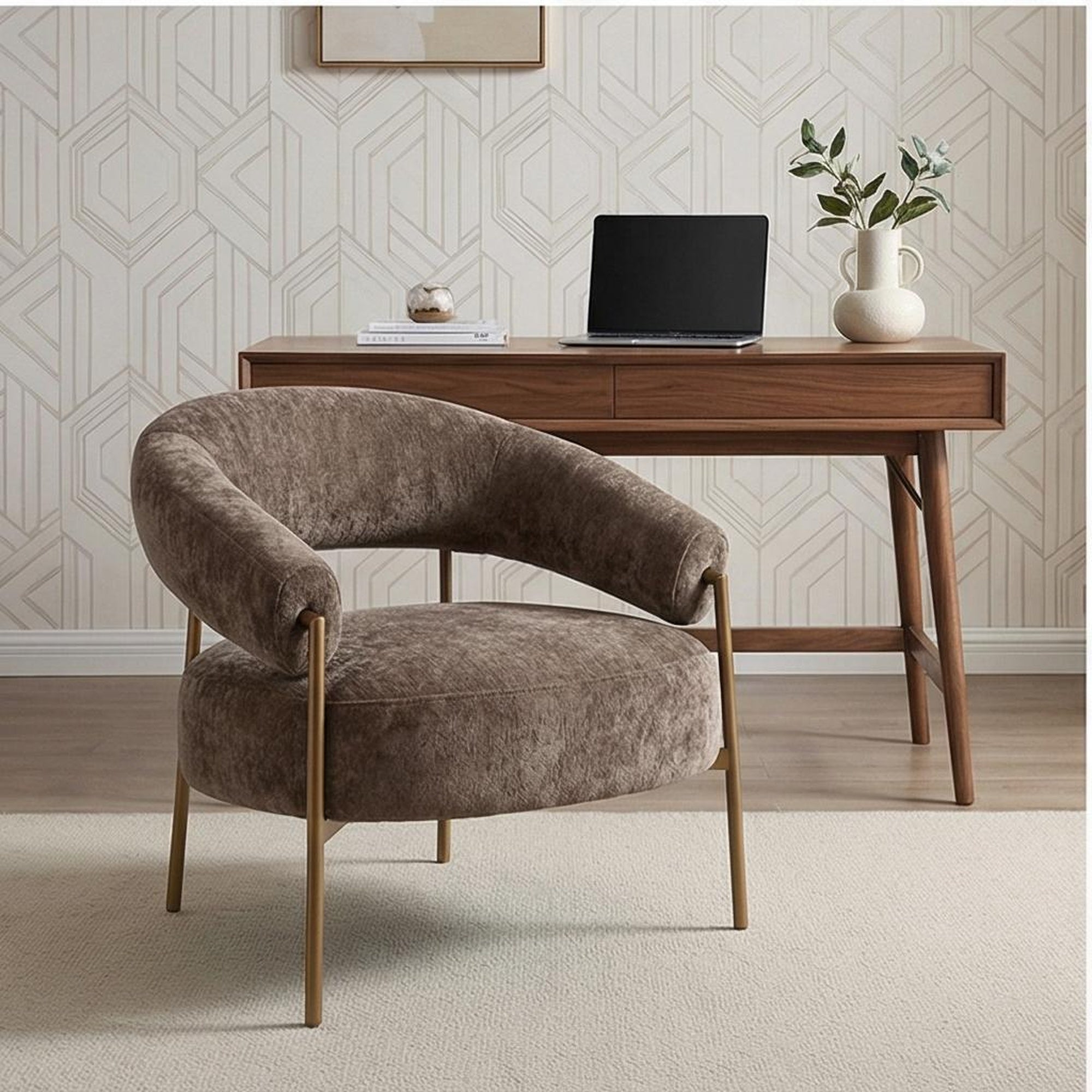 Mino Modern Fabric Accent Chair Single Seat Brown