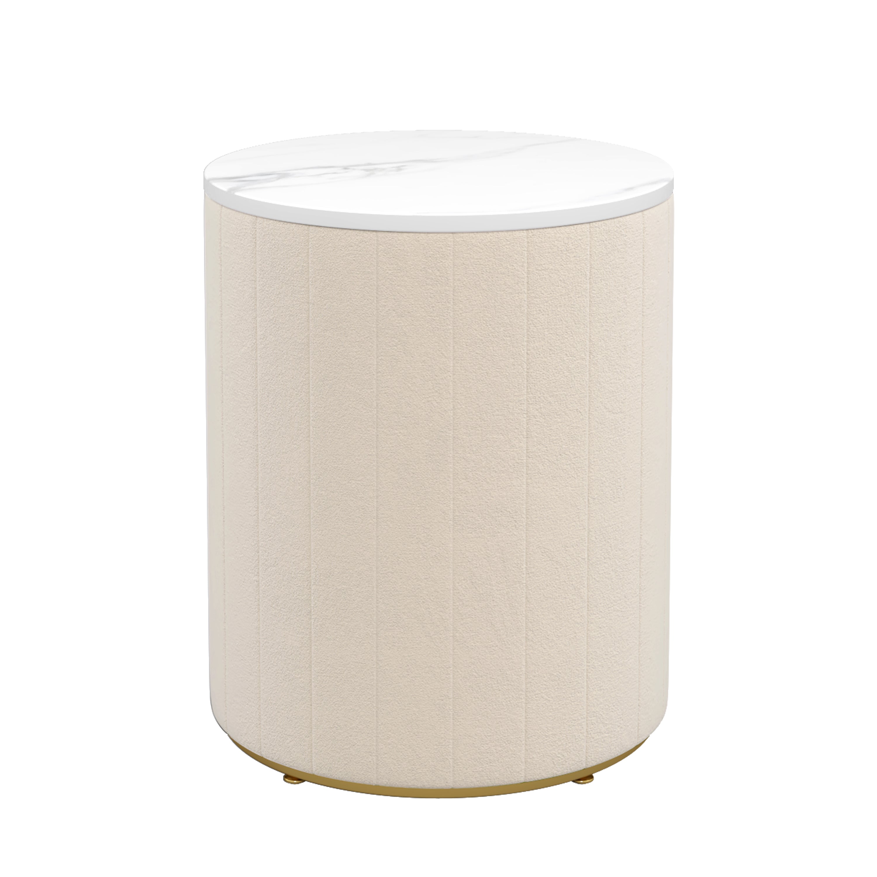 Sundra Round Upholstered Nightstand with 3 Drawers