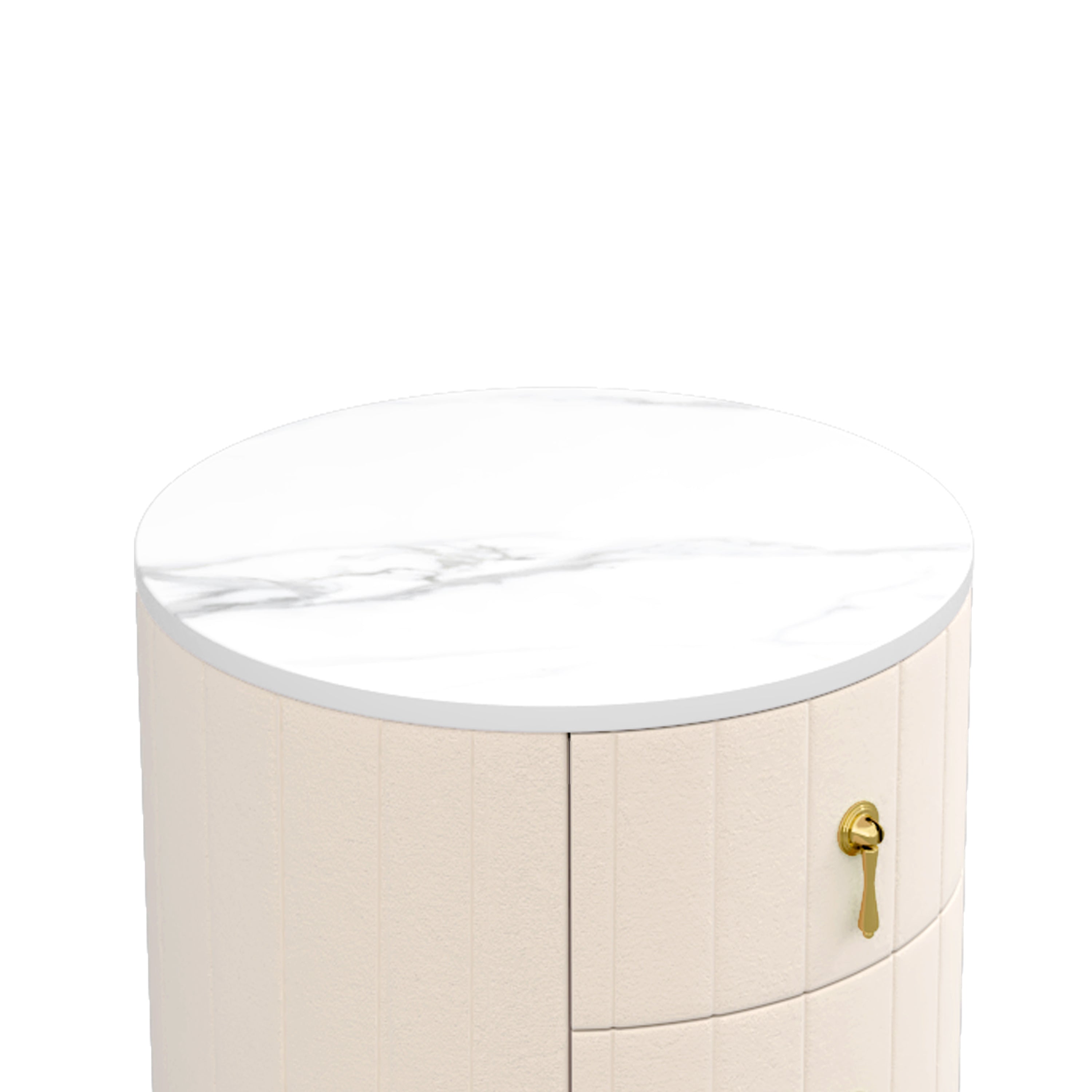 Sundra Round Upholstered Nightstand with 3 Drawers