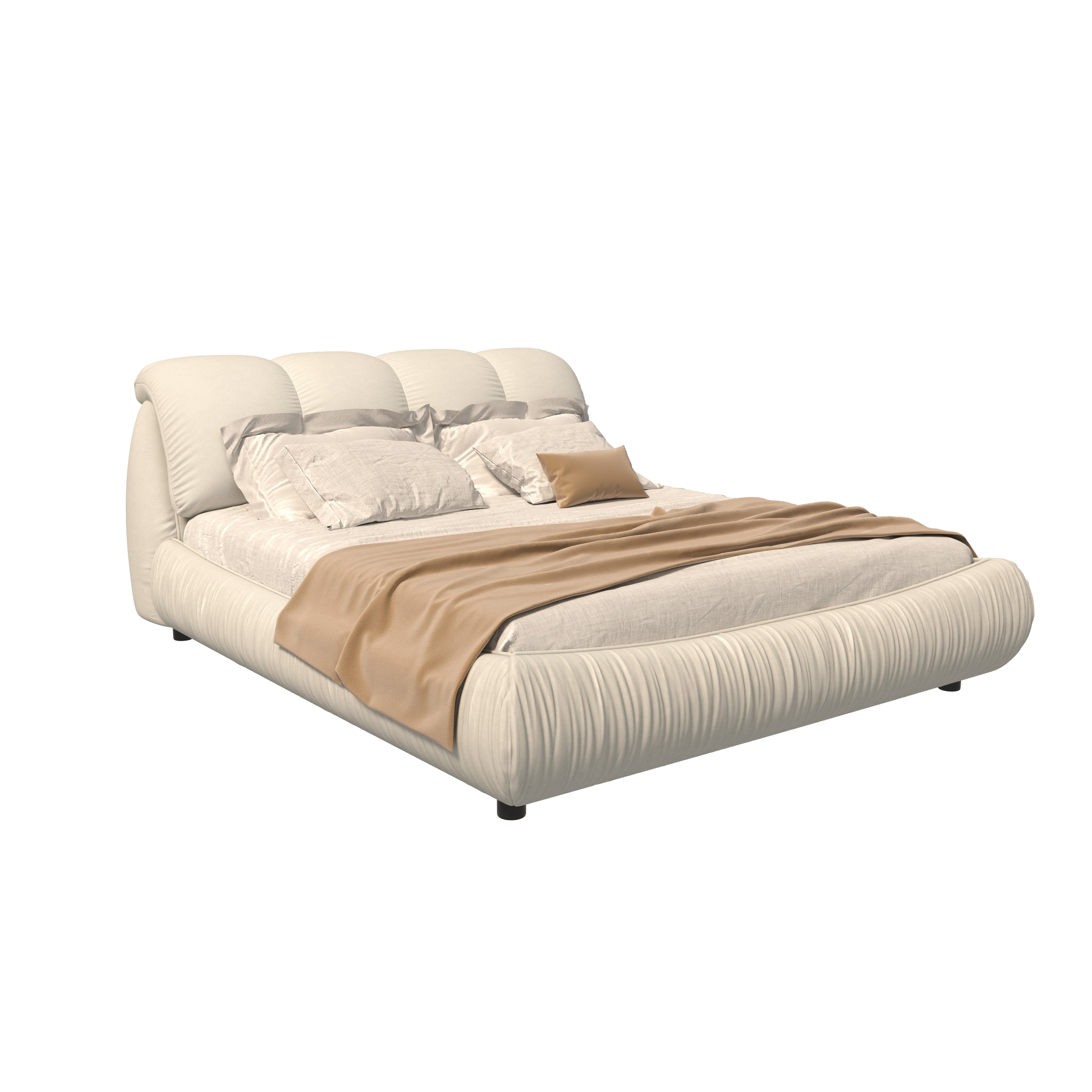 Trosa Luxury King Upholstered Platform Bed with Oversized Cushion Headboard