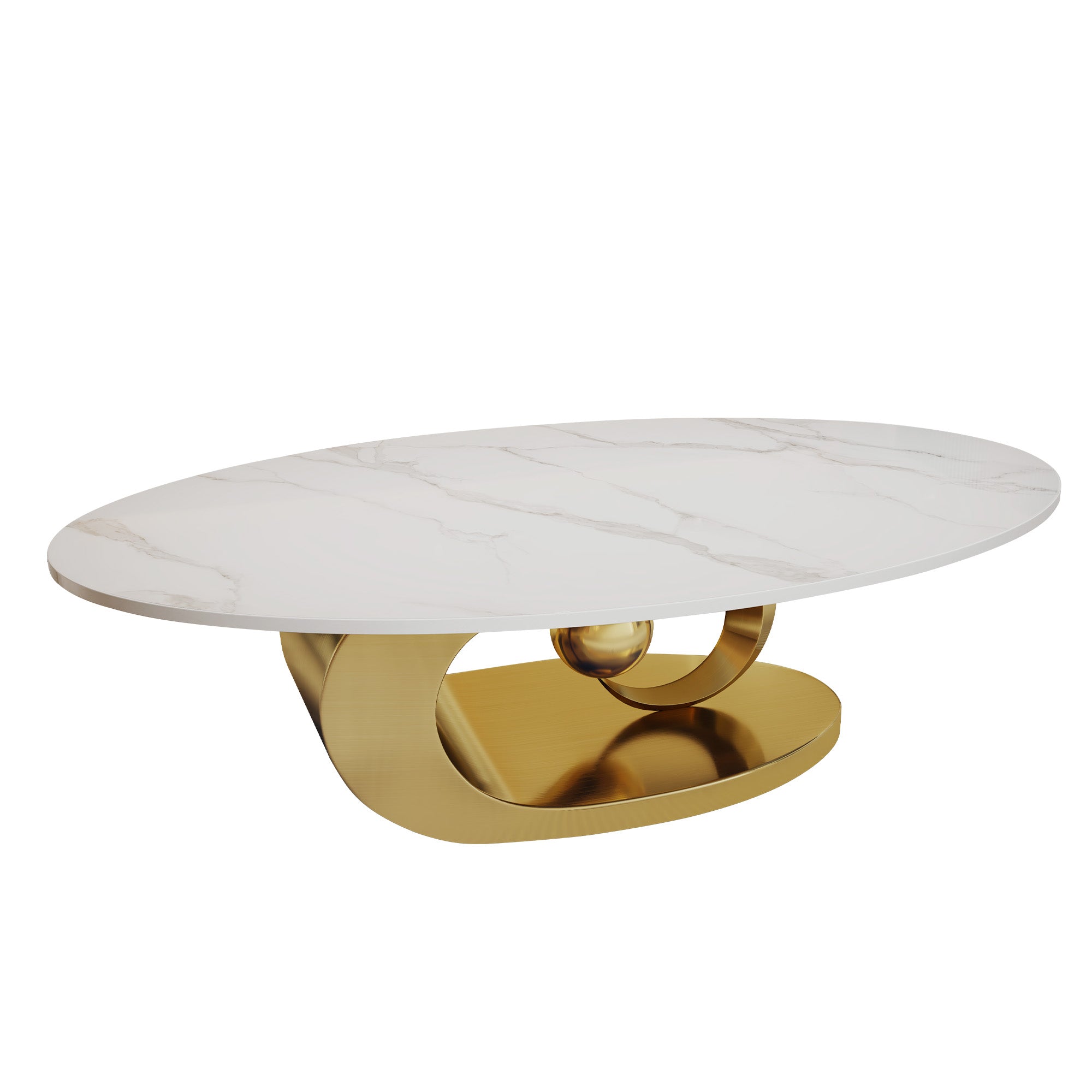 Verona Marble Sculptural Oval Coffee Table
