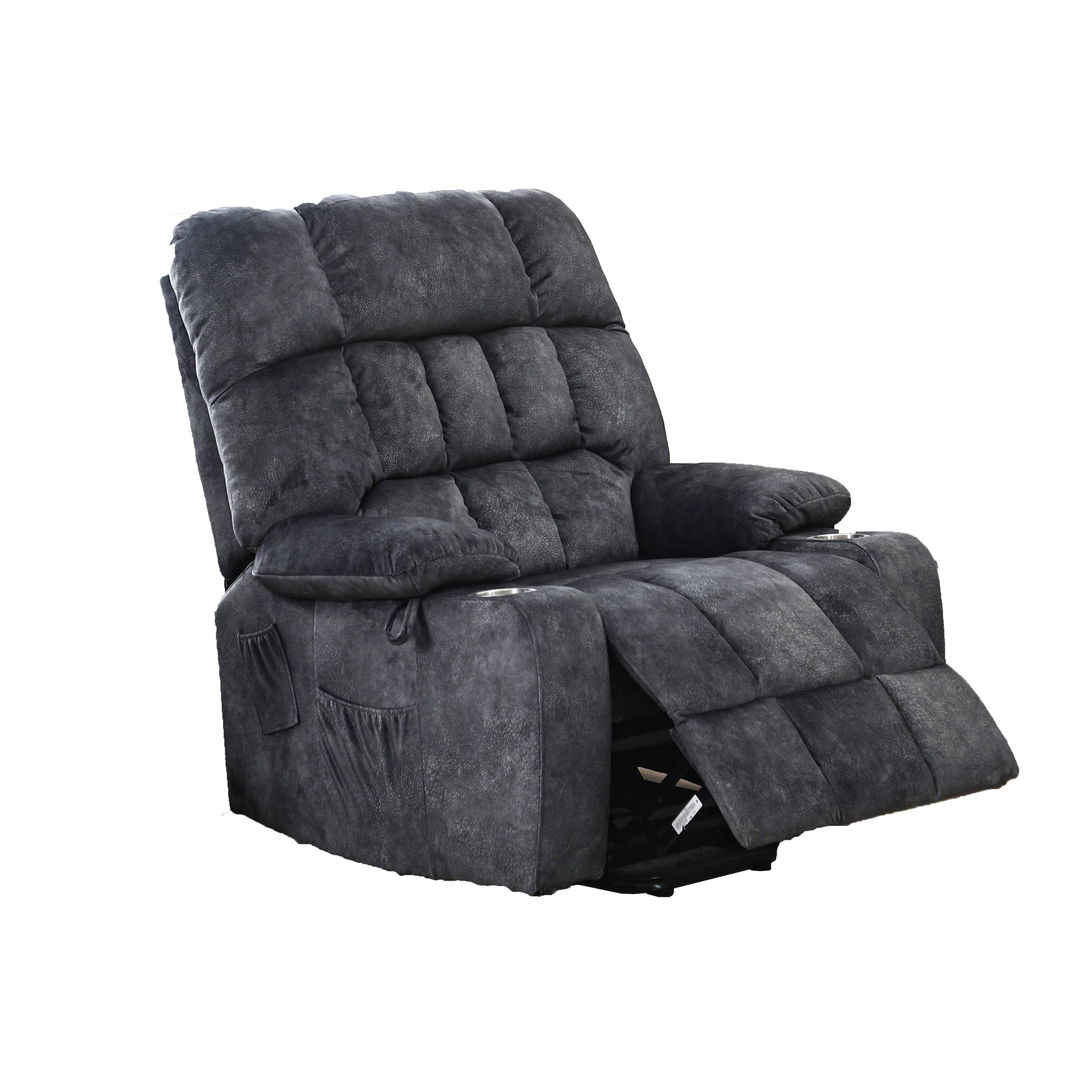 Solace 40" Oversized Fabric Power Lift Recliner Chair with Massage, Heat and Cup Holders