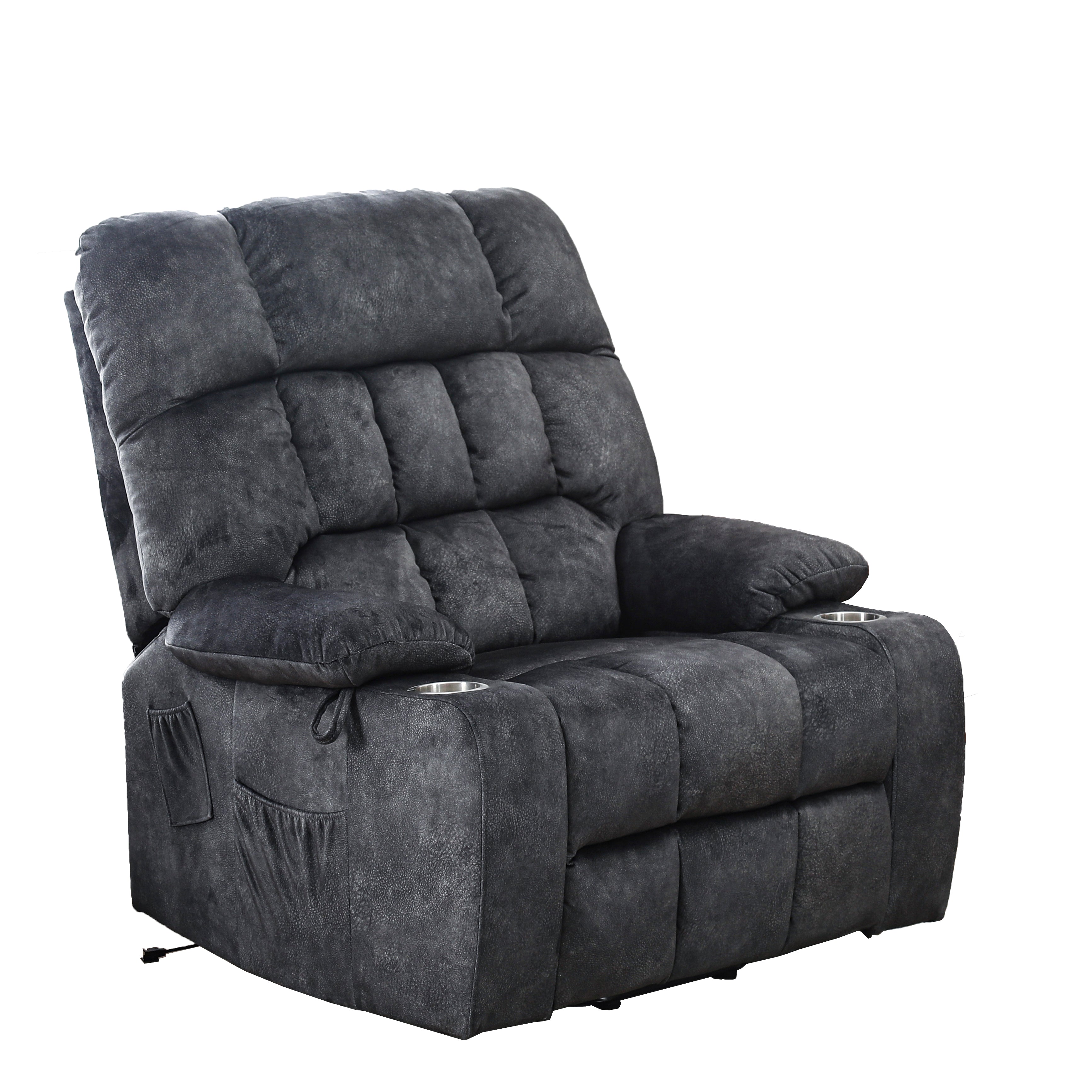 Solace 40" Oversized Fabric Power Lift Recliner Chair with Massage, Heat and Cup Holders