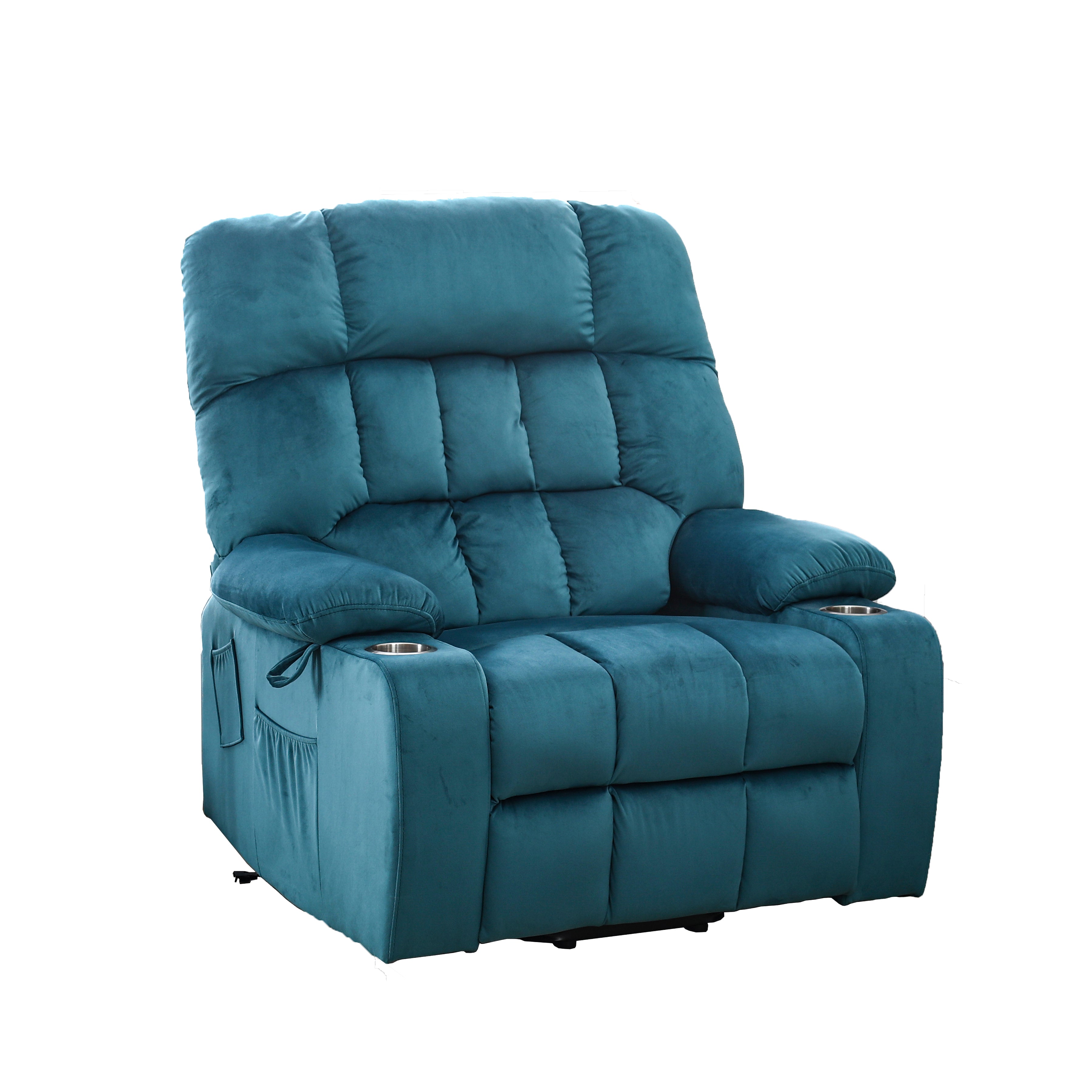 Solace 40" Oversized Fabric Power Lift Recliner Chair with Massage, Heat and Cup Holders