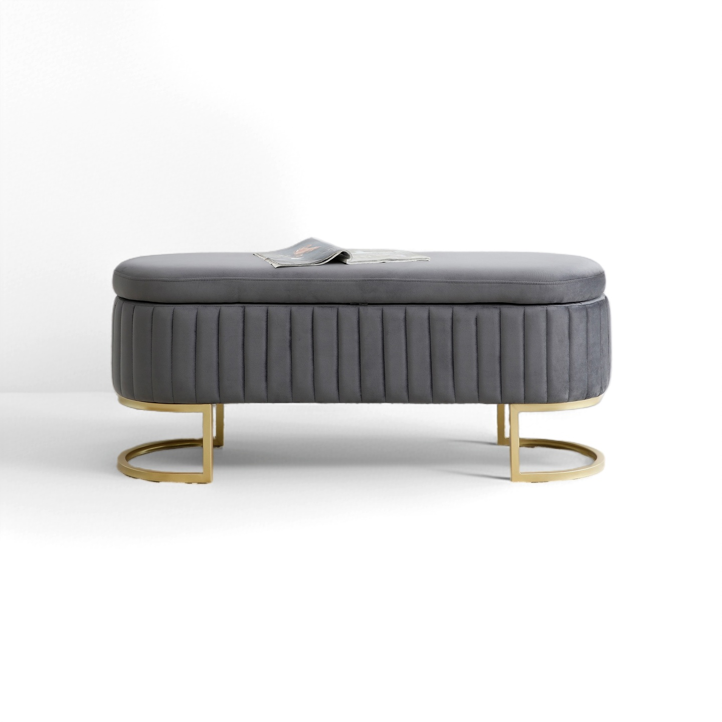 Yosemite Velvet Storage Ottoman Bench