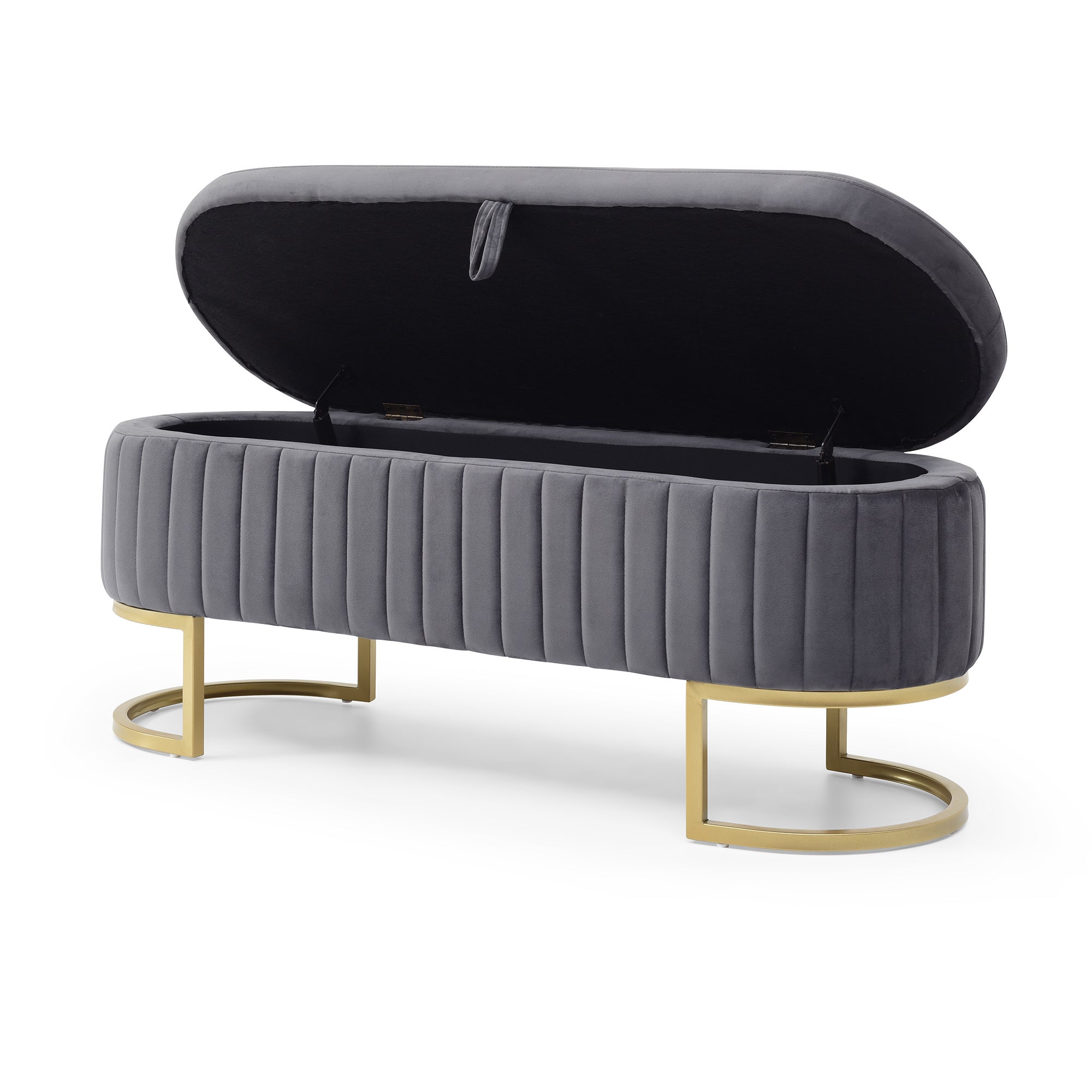 Yosemite Velvet Storage Ottoman Bench