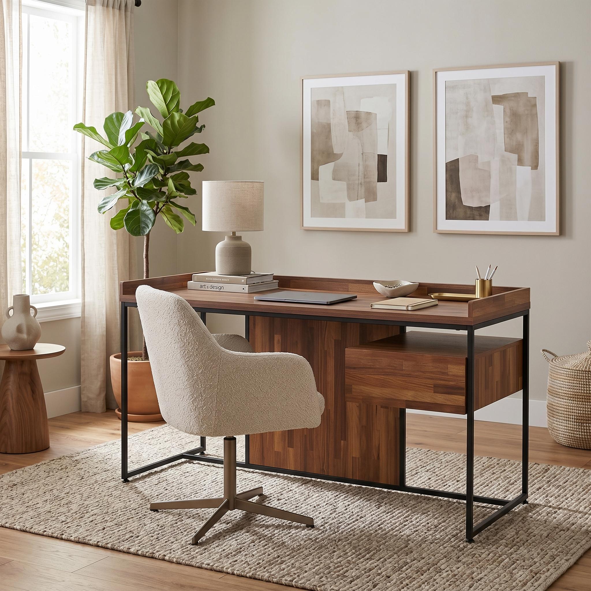 Zyra 62" Modern Industrial Writing Desk with Storage Drawer