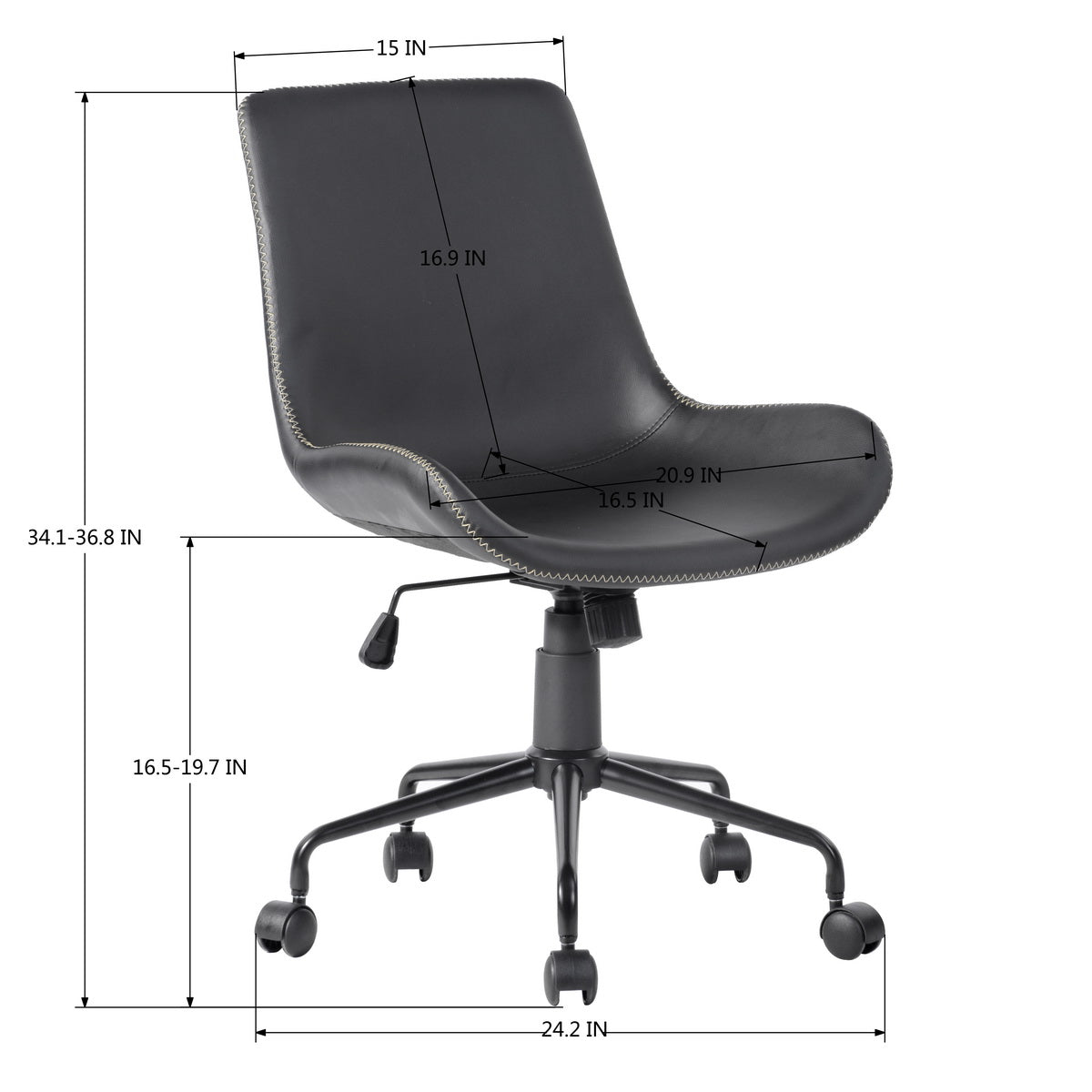 Adjustable Height 360 Degree Swivel Soft Faux Leather For Task Chair - HomyCasa - HomyCasa