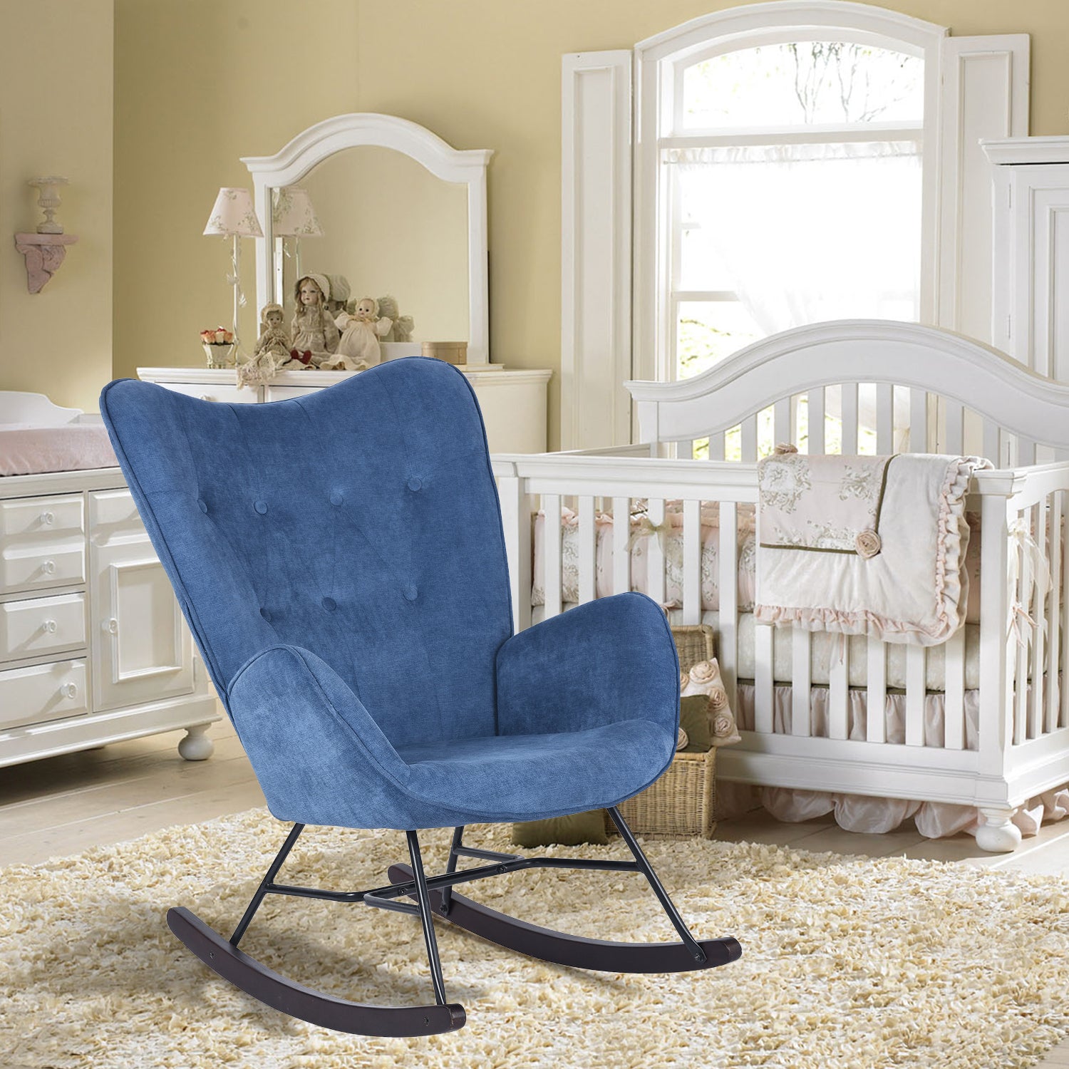 Epping Modern Rocking Fabric Armchair- HOMY CASA